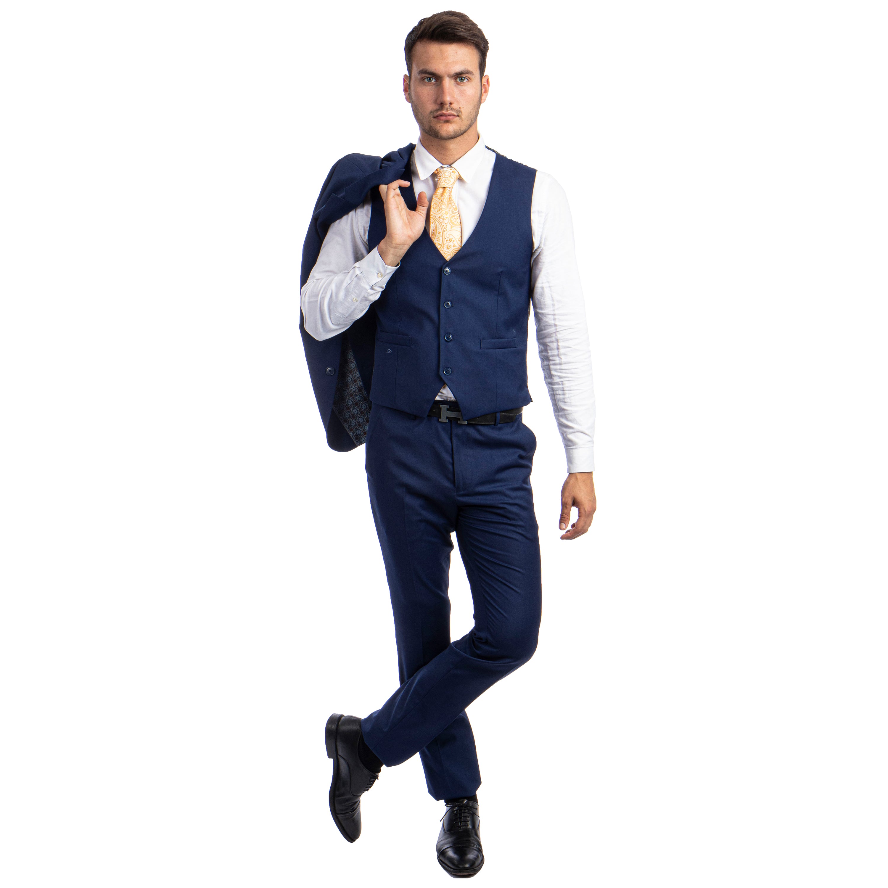 Solid 3 PC Skinny Fit Suit