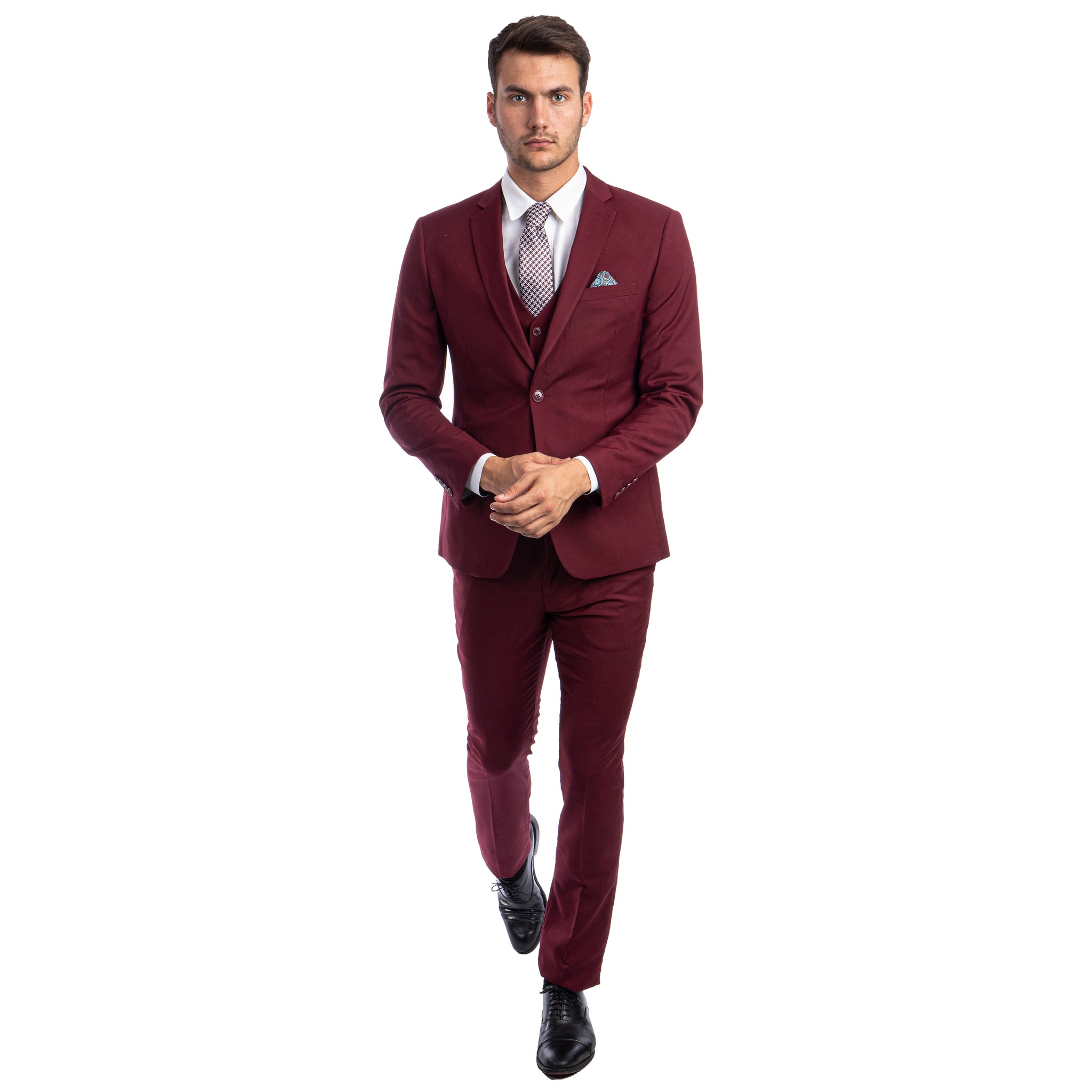Solid 3 PC Skinny Fit Suit