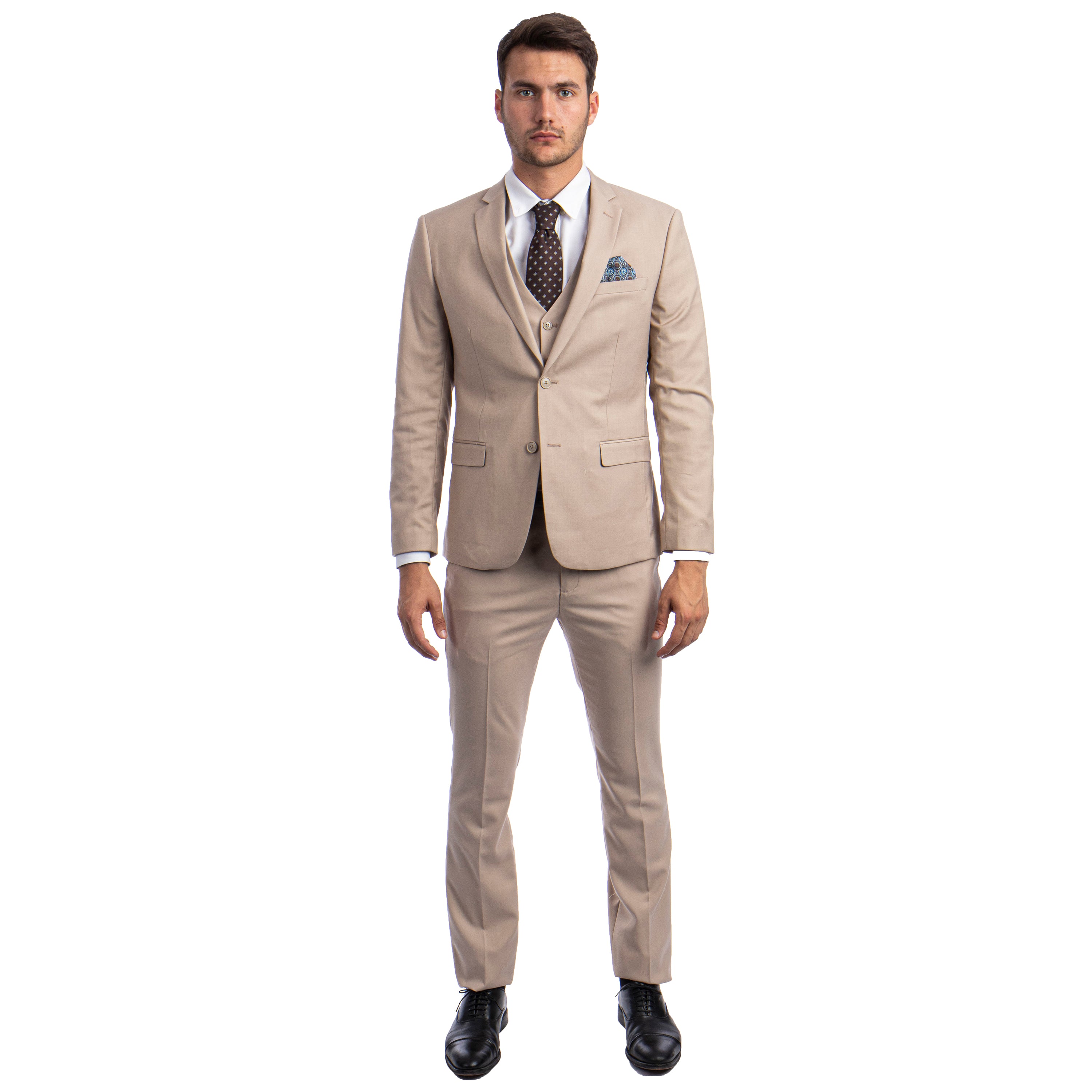 Solid 3 PC Skinny Fit Suit