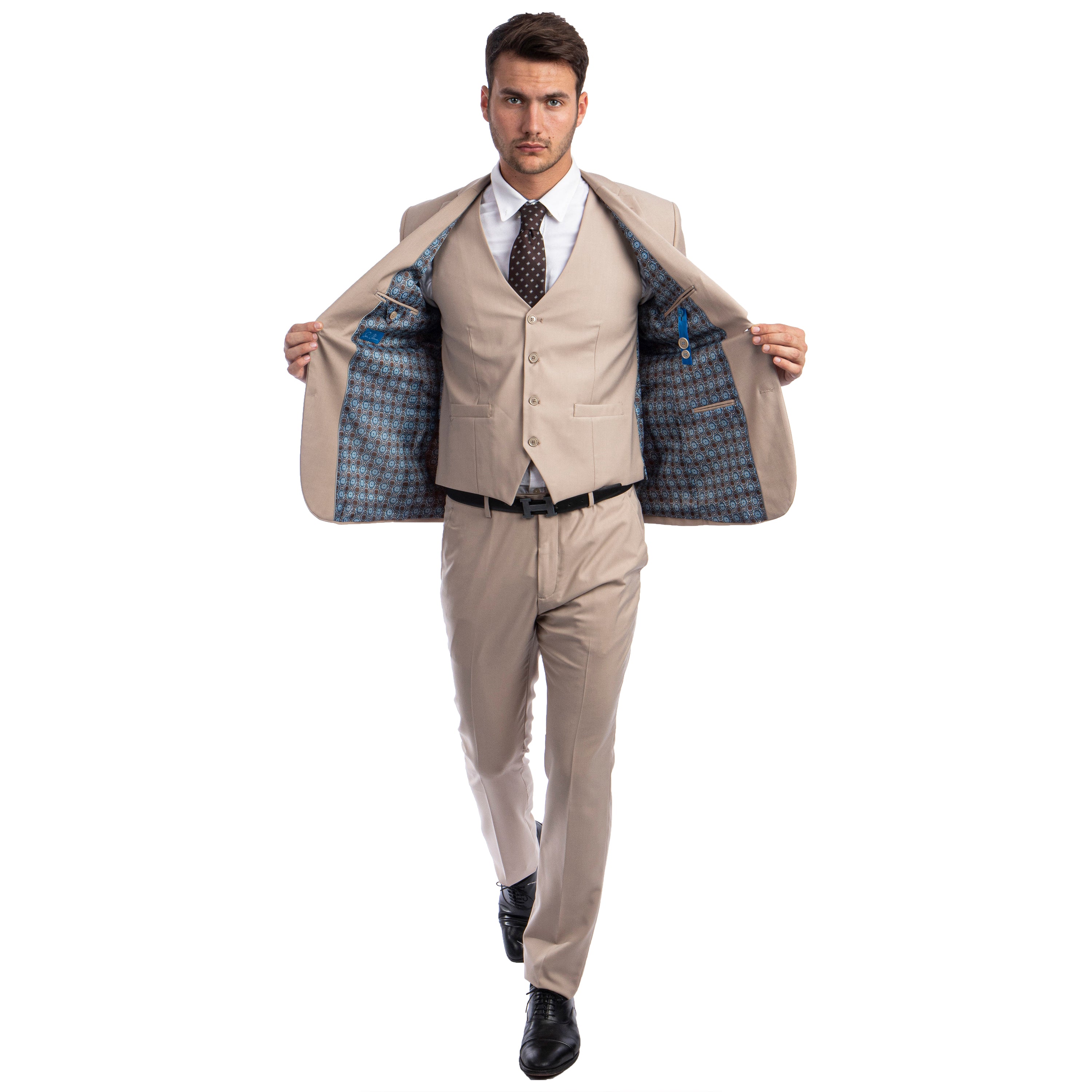 Solid 3 PC Skinny Fit Suit
