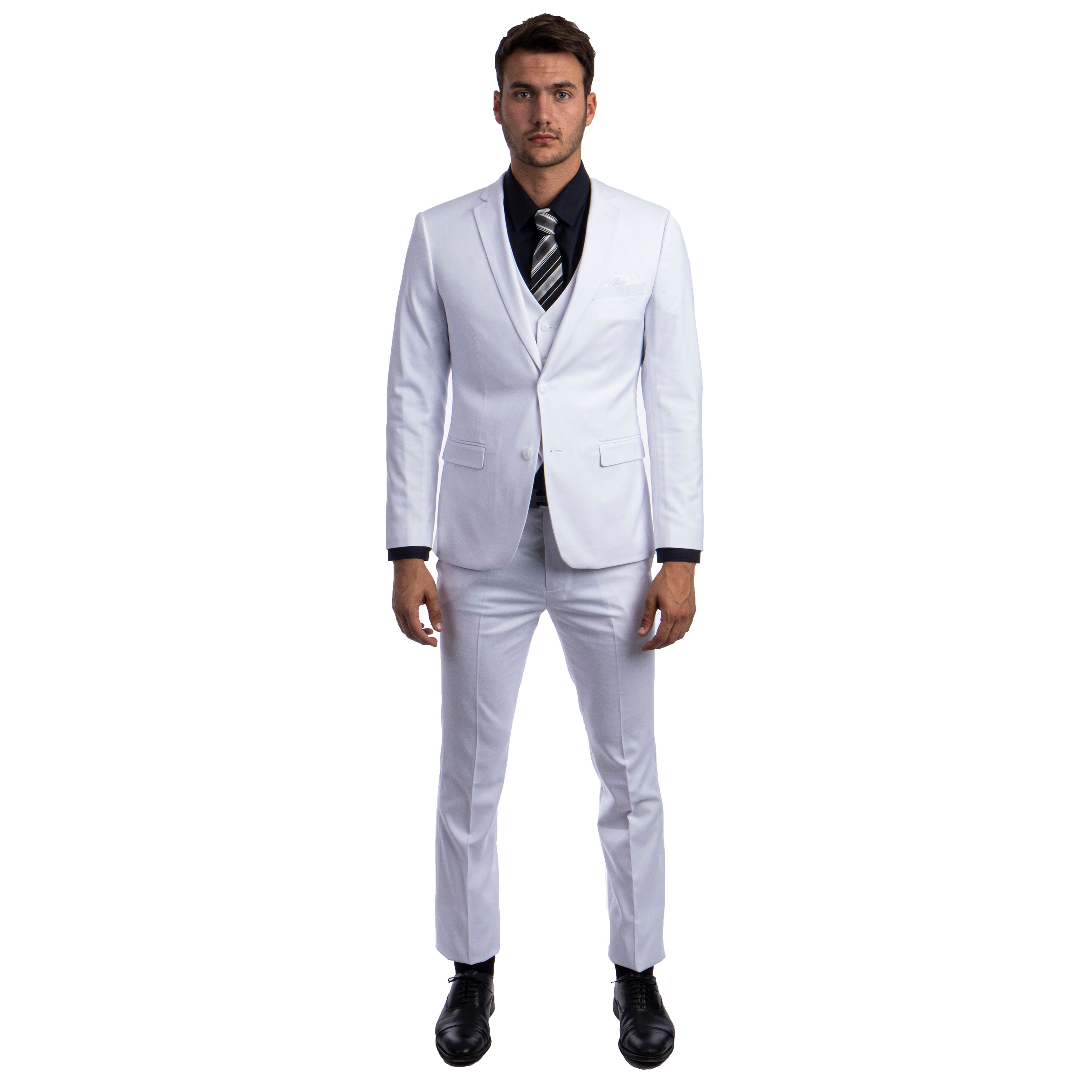 Solid 3 PC Skinny Fit Suit