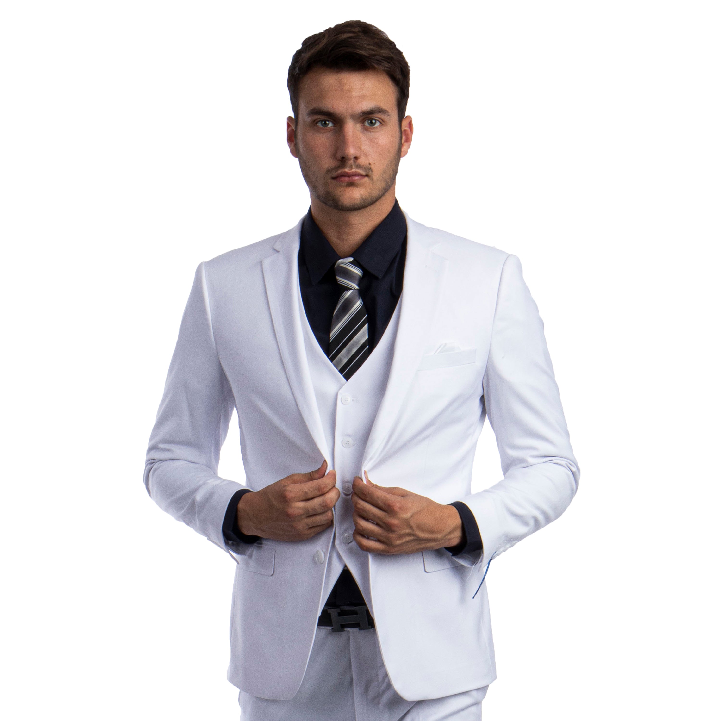 Solid 3 PC Skinny Fit Suit