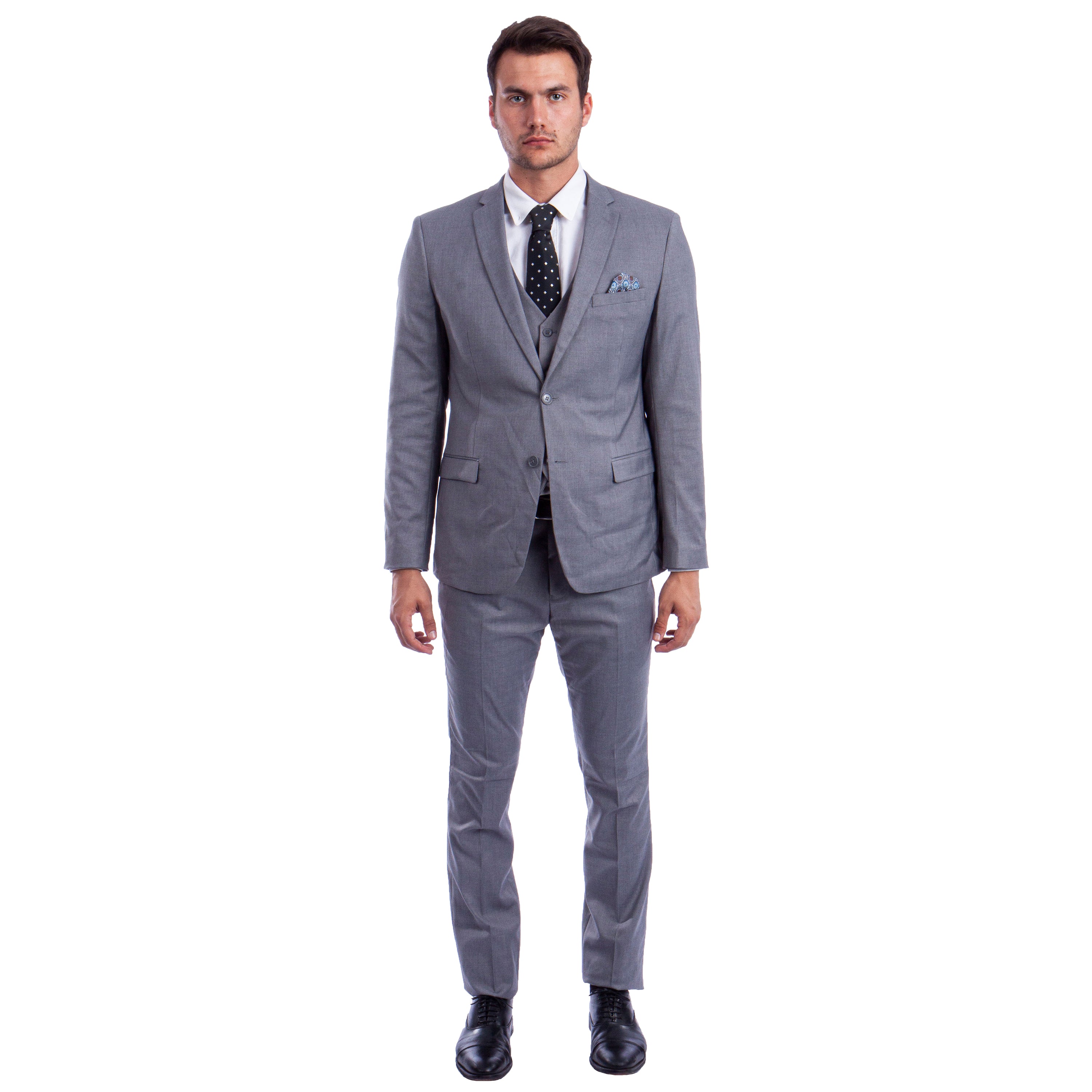 Solid 3 PC Skinny Fit Suit