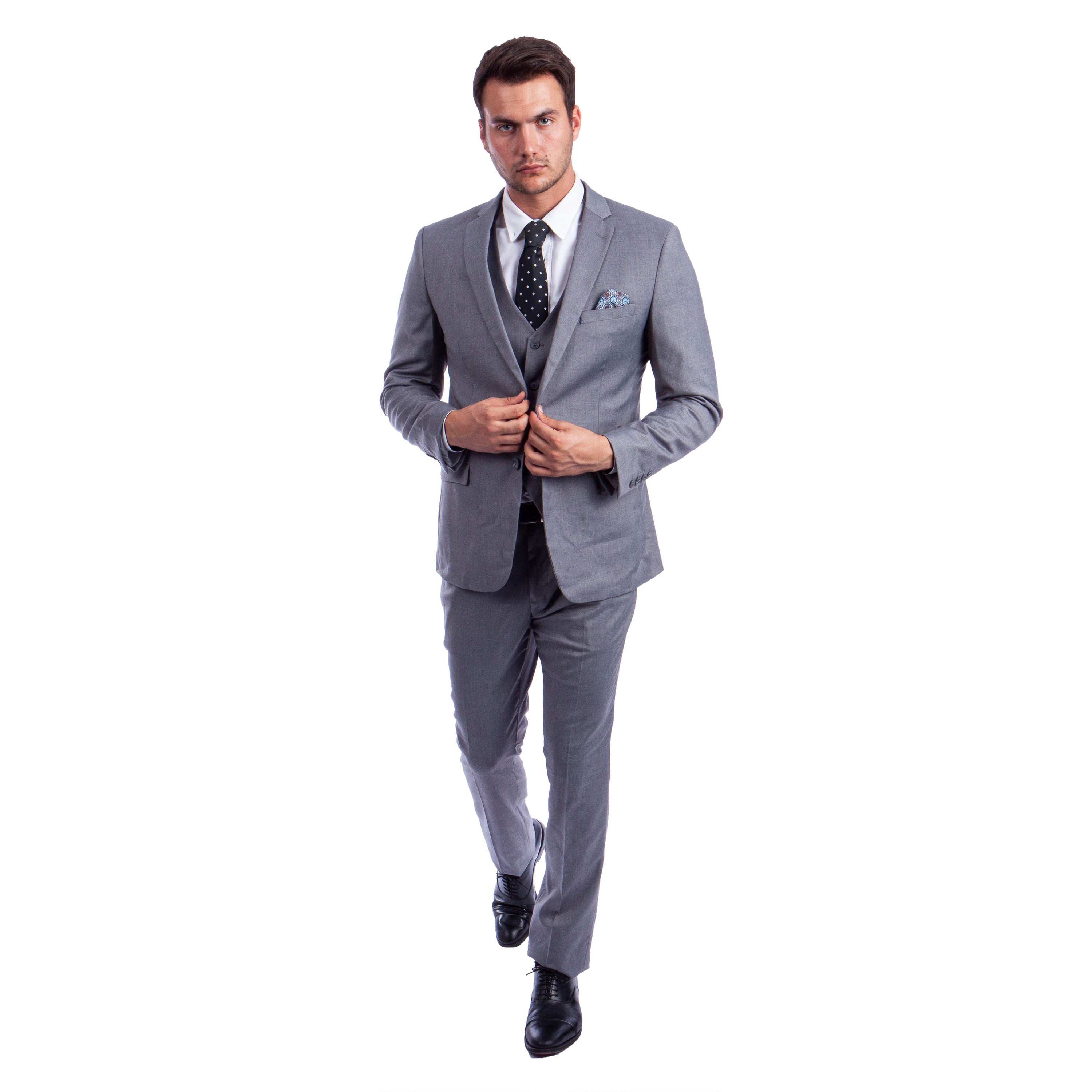 Solid 3 PC Skinny Fit Suit