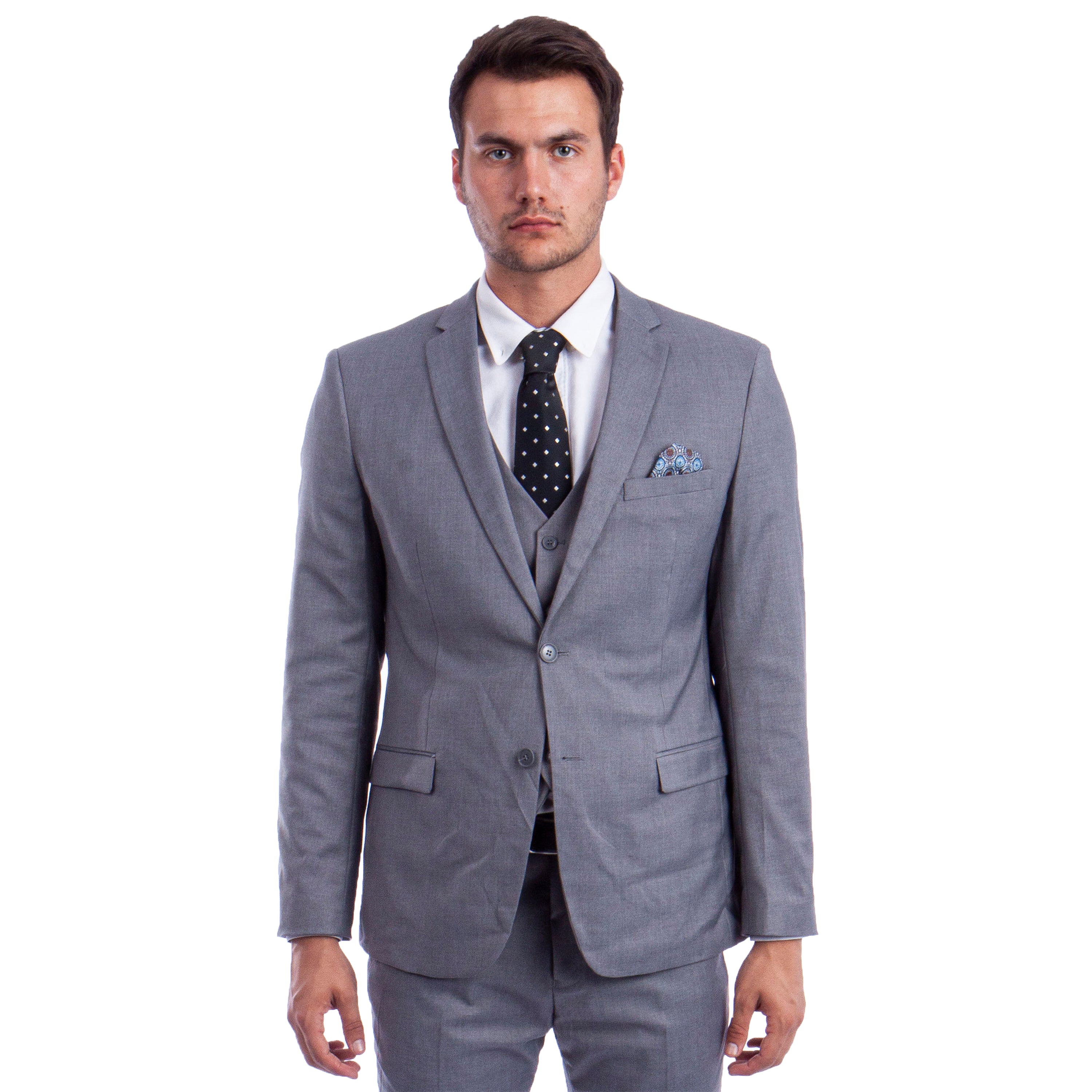 Solid 3 PC Skinny Fit Suit