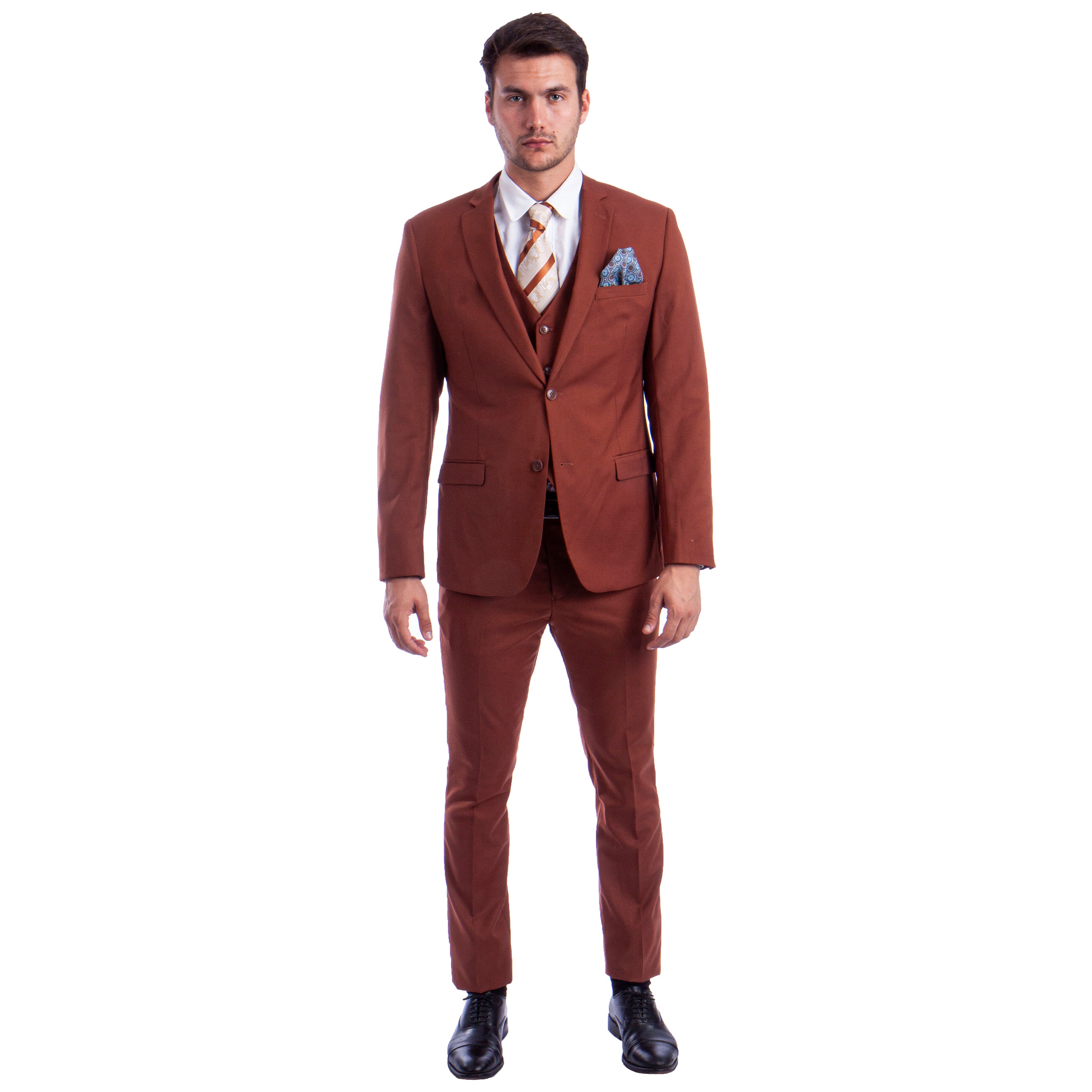 Solid 3 PC Skinny Fit Suit