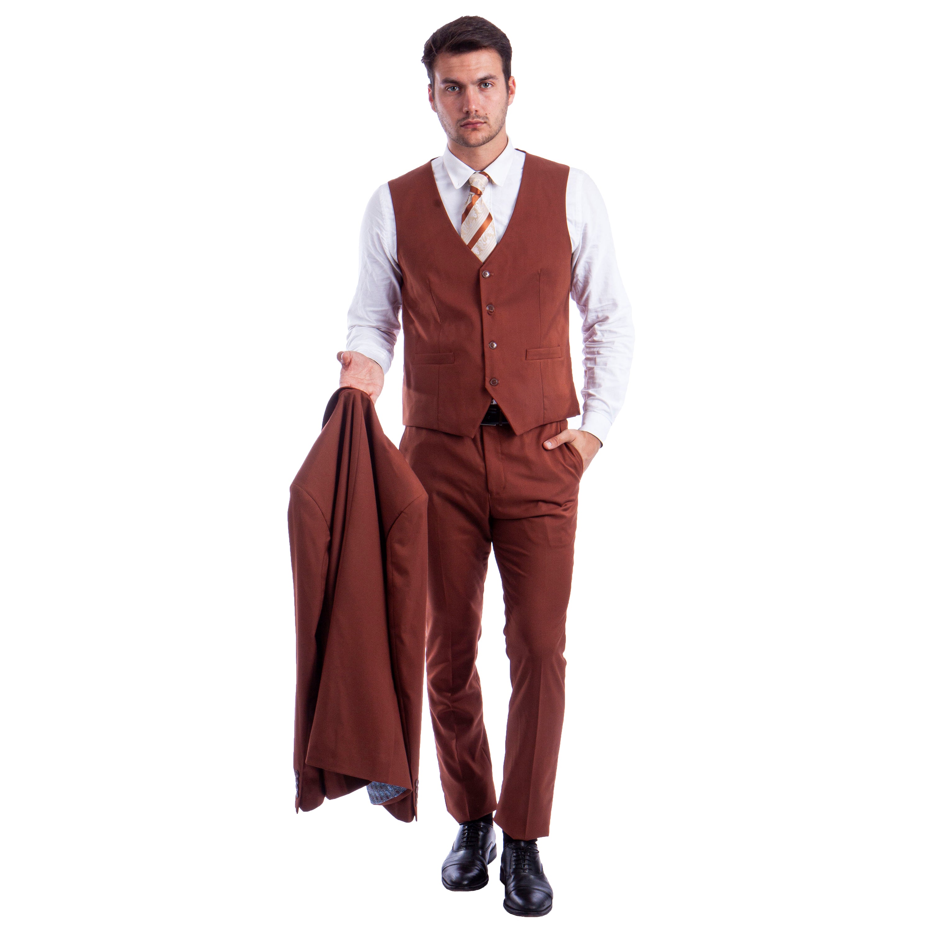 Solid 3 PC Skinny Fit Suit