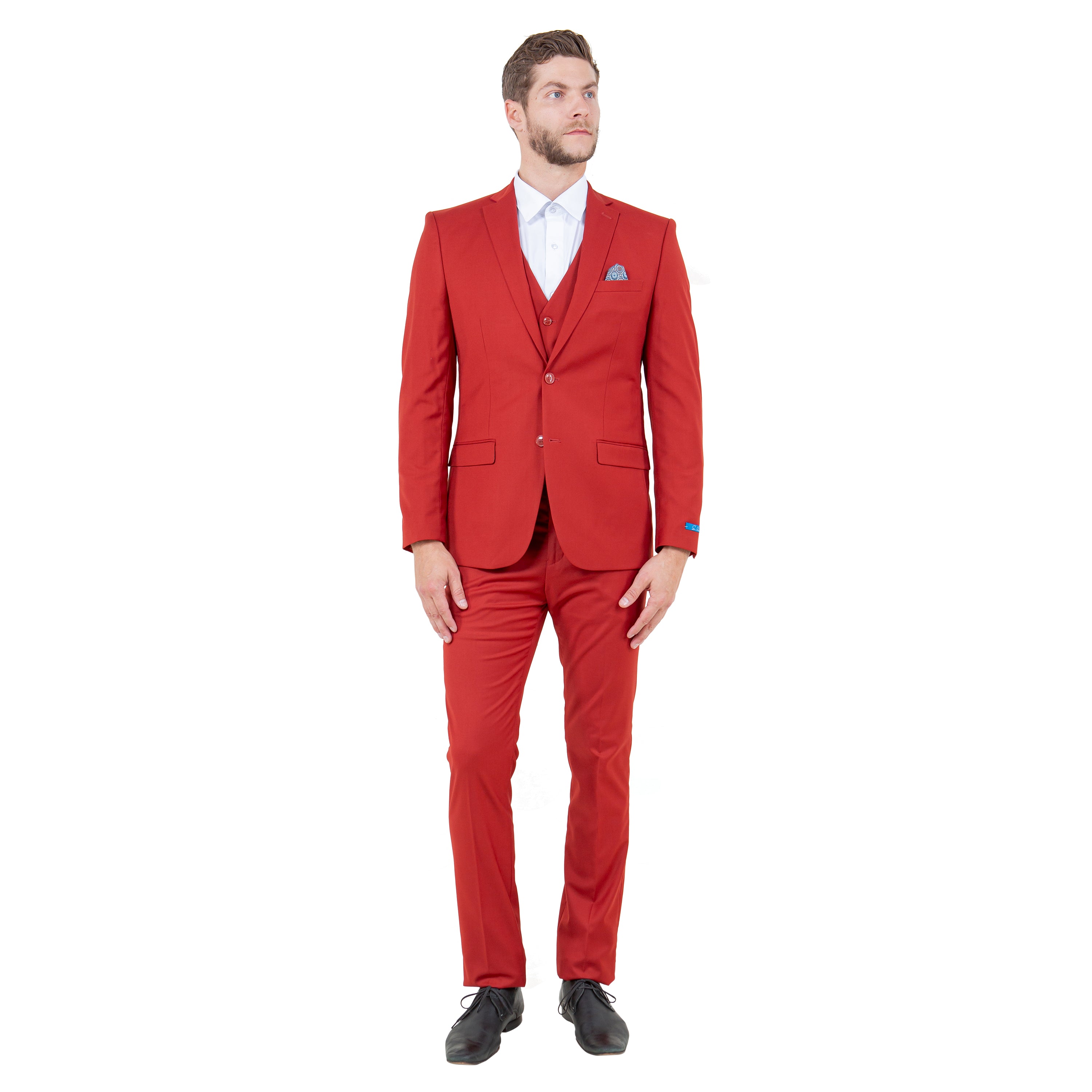 Solid 3 PC Skinny Fit Suit