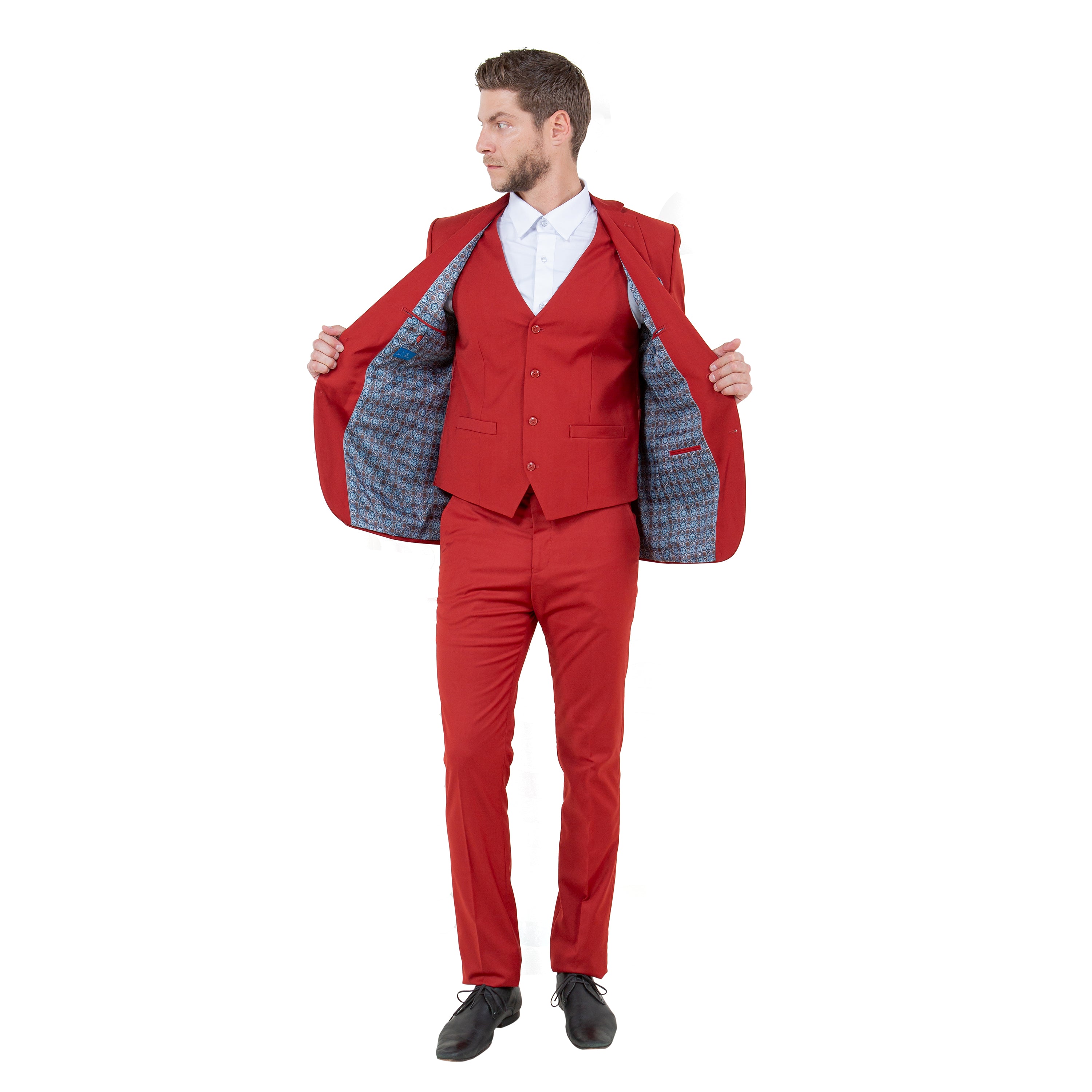 Solid 3 PC Skinny Fit Suit