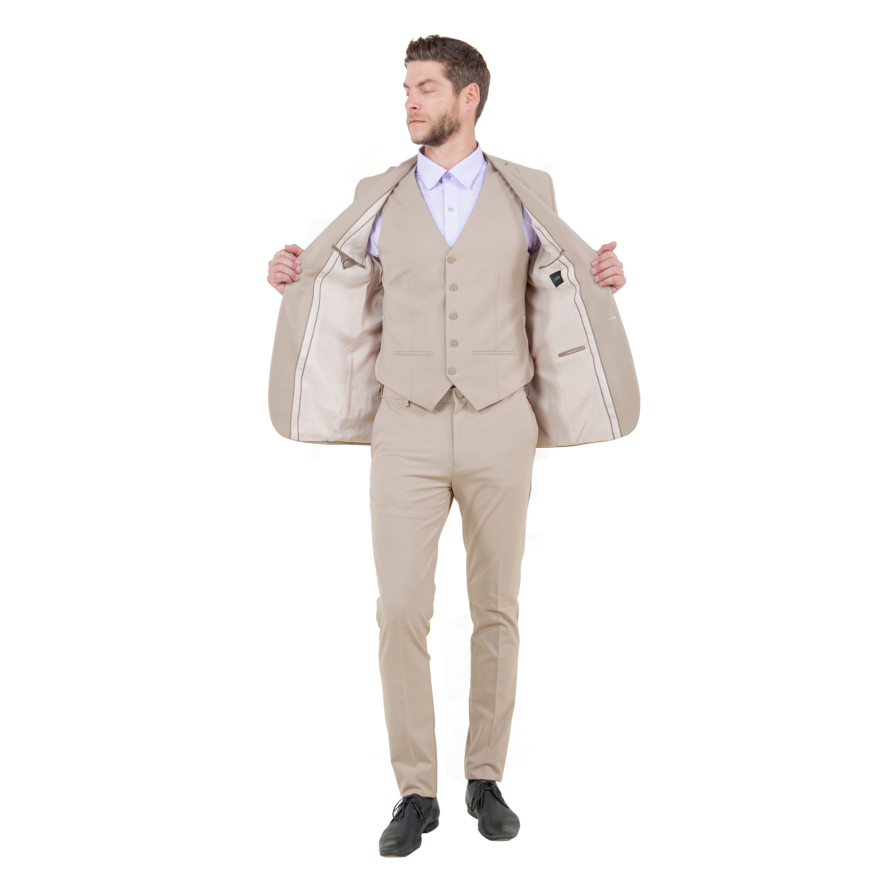 Men’s 3-Piece 4-Way Stretch Suit – Tailored Comfort &amp; Modern Style | D&K Menswear