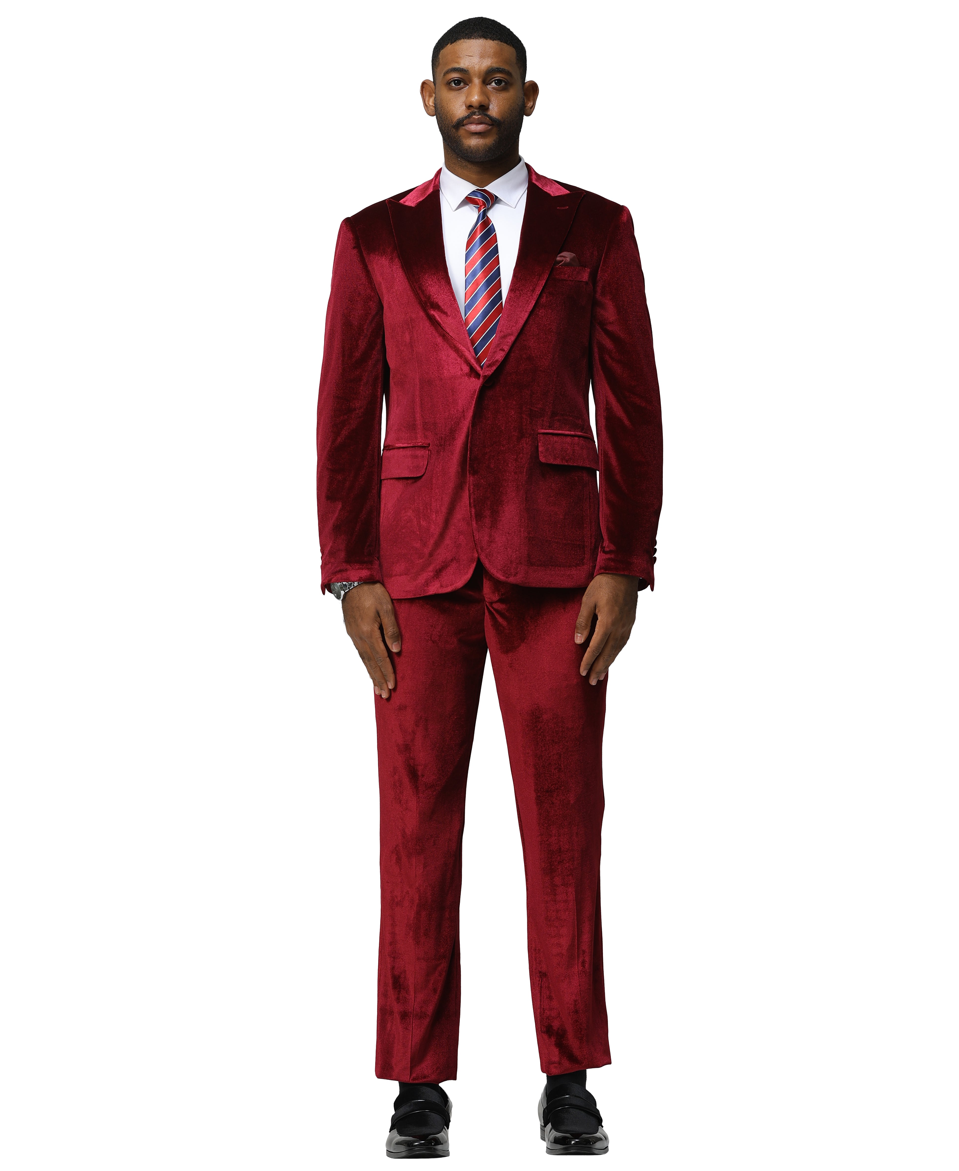 3 PC Solid Textured Peak Lapel Suit