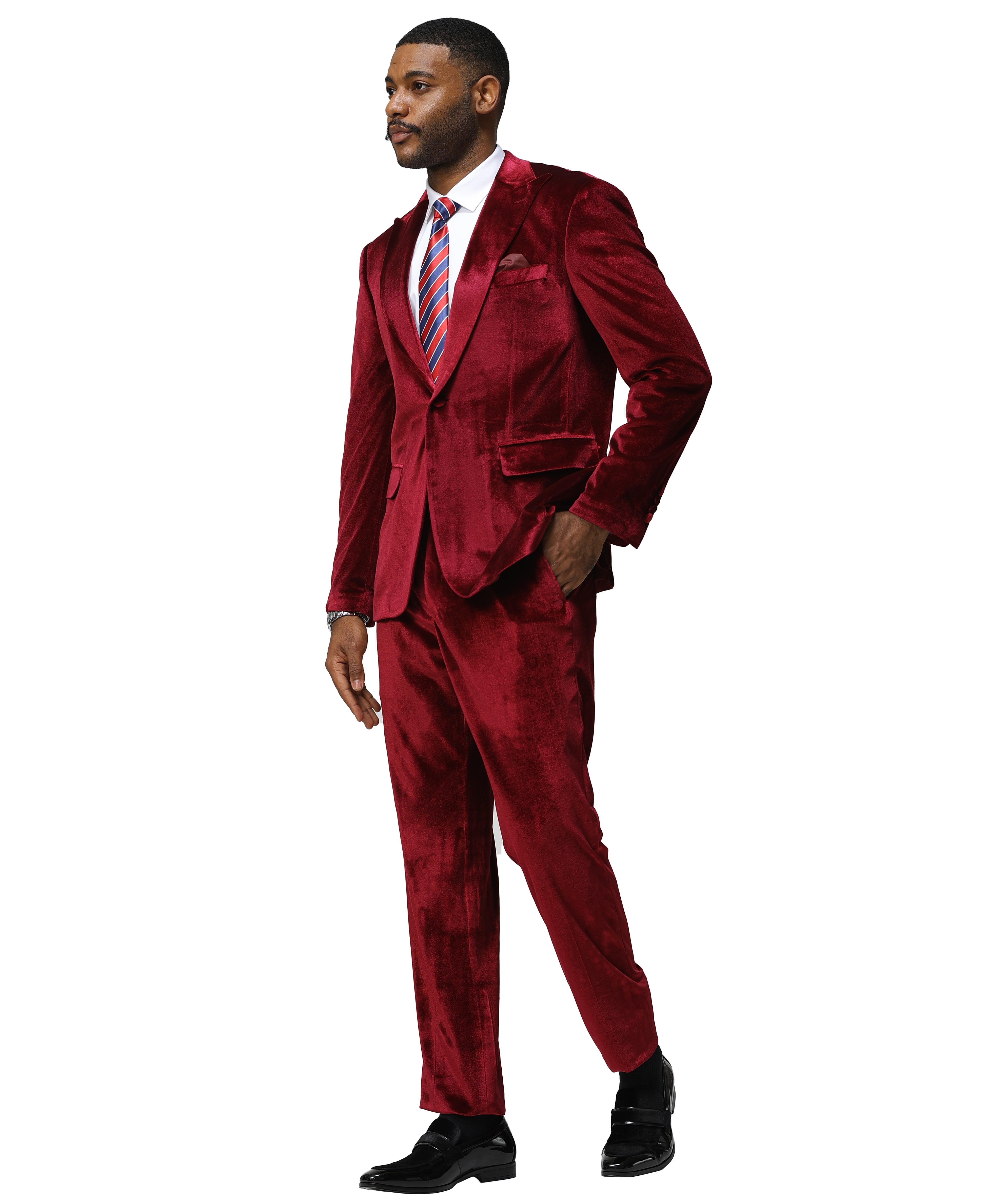 3 PC Solid Textured Peak Lapel Suit