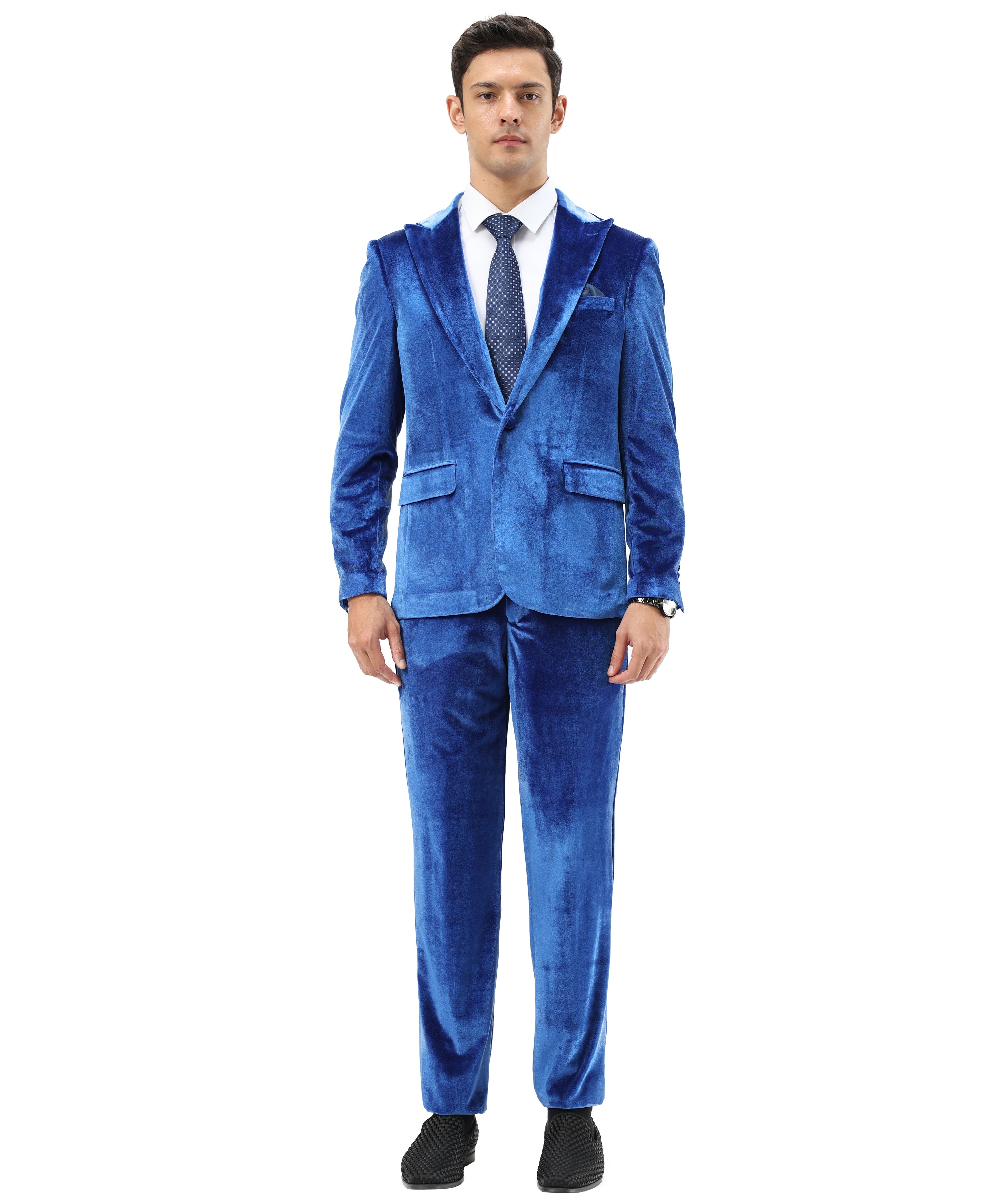 3 PC Solid Textured Peak Lapel Suit