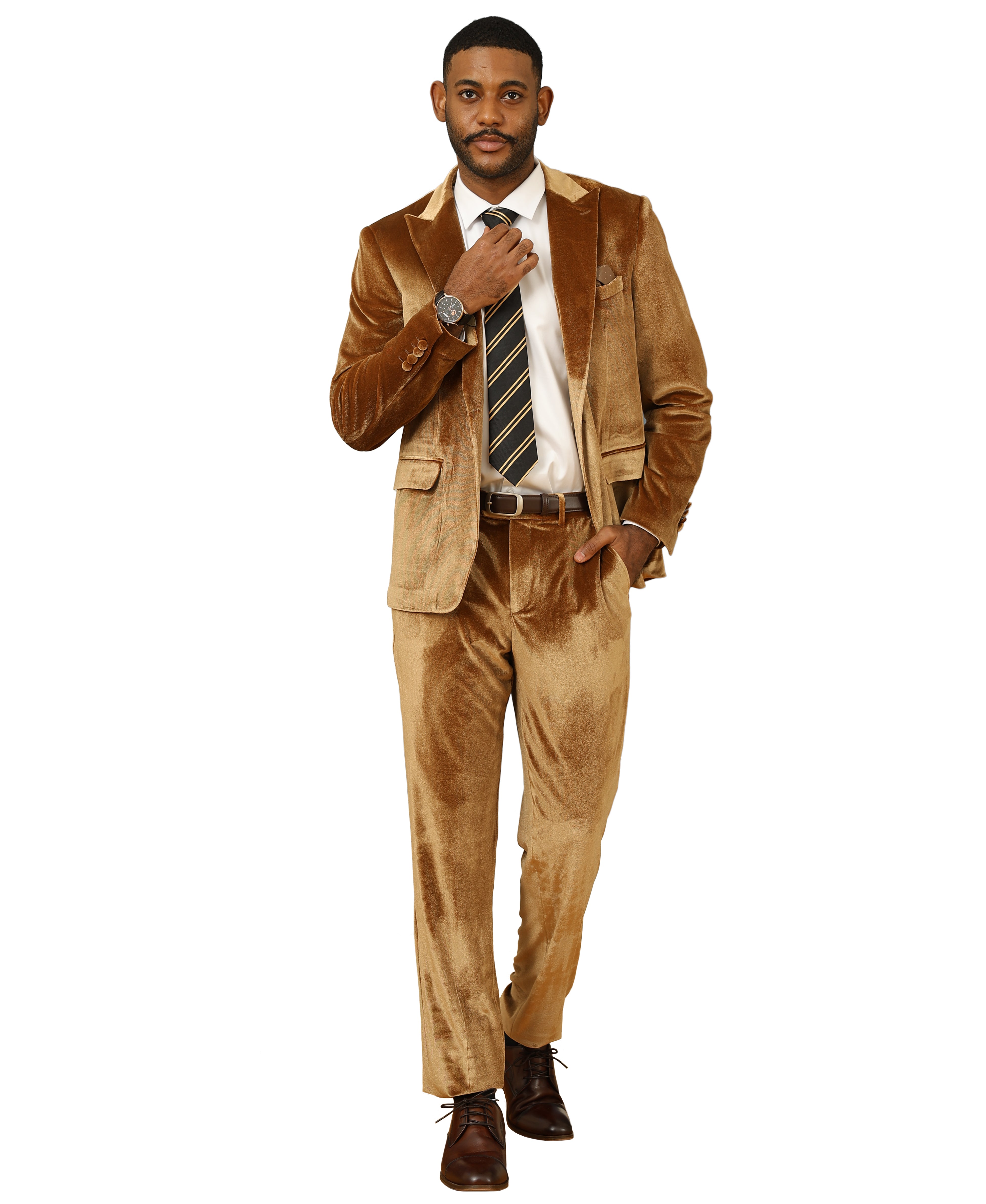 3 PC Solid Textured Peak Lapel Suit