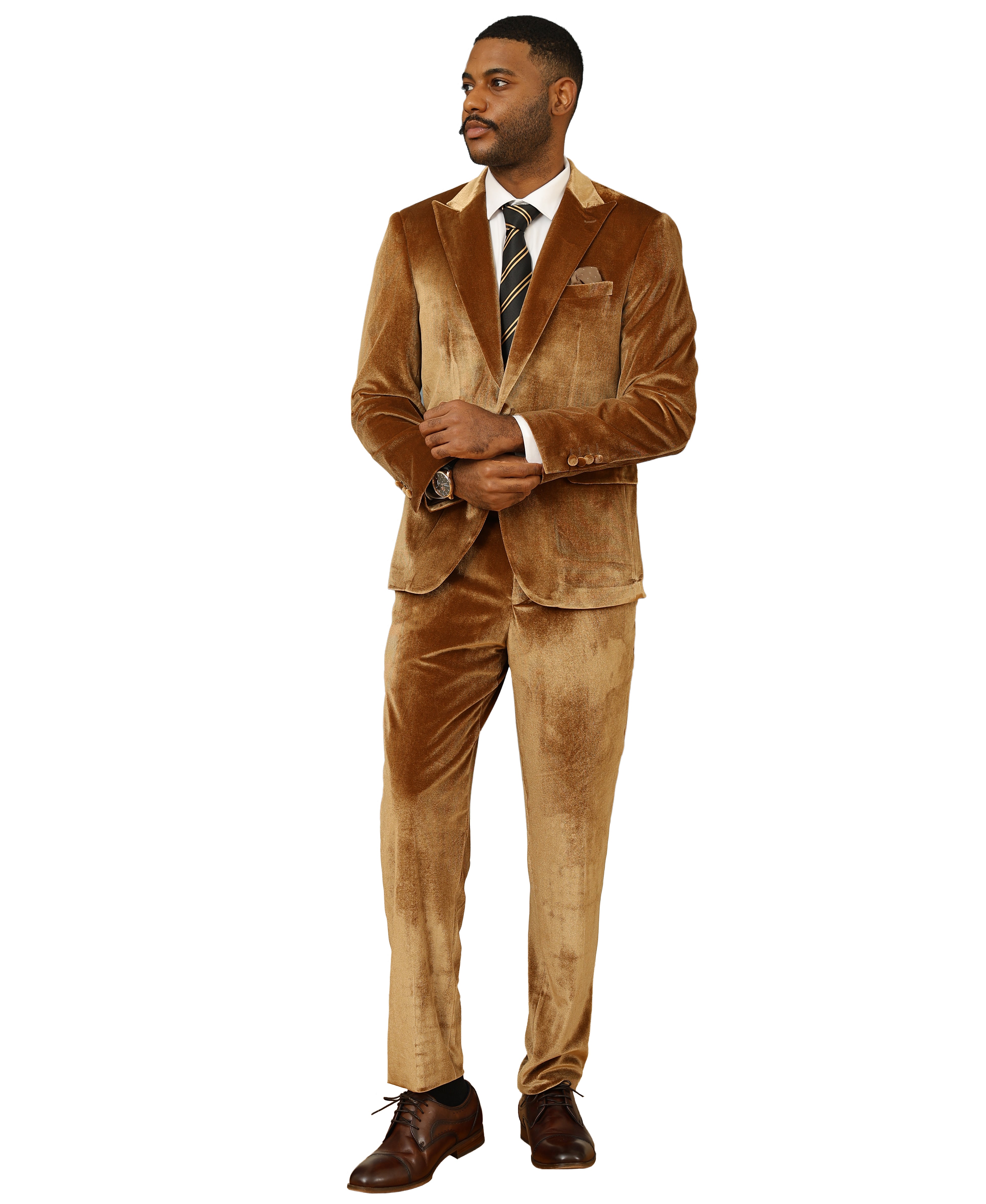 3 PC Solid Textured Peak Lapel Suit