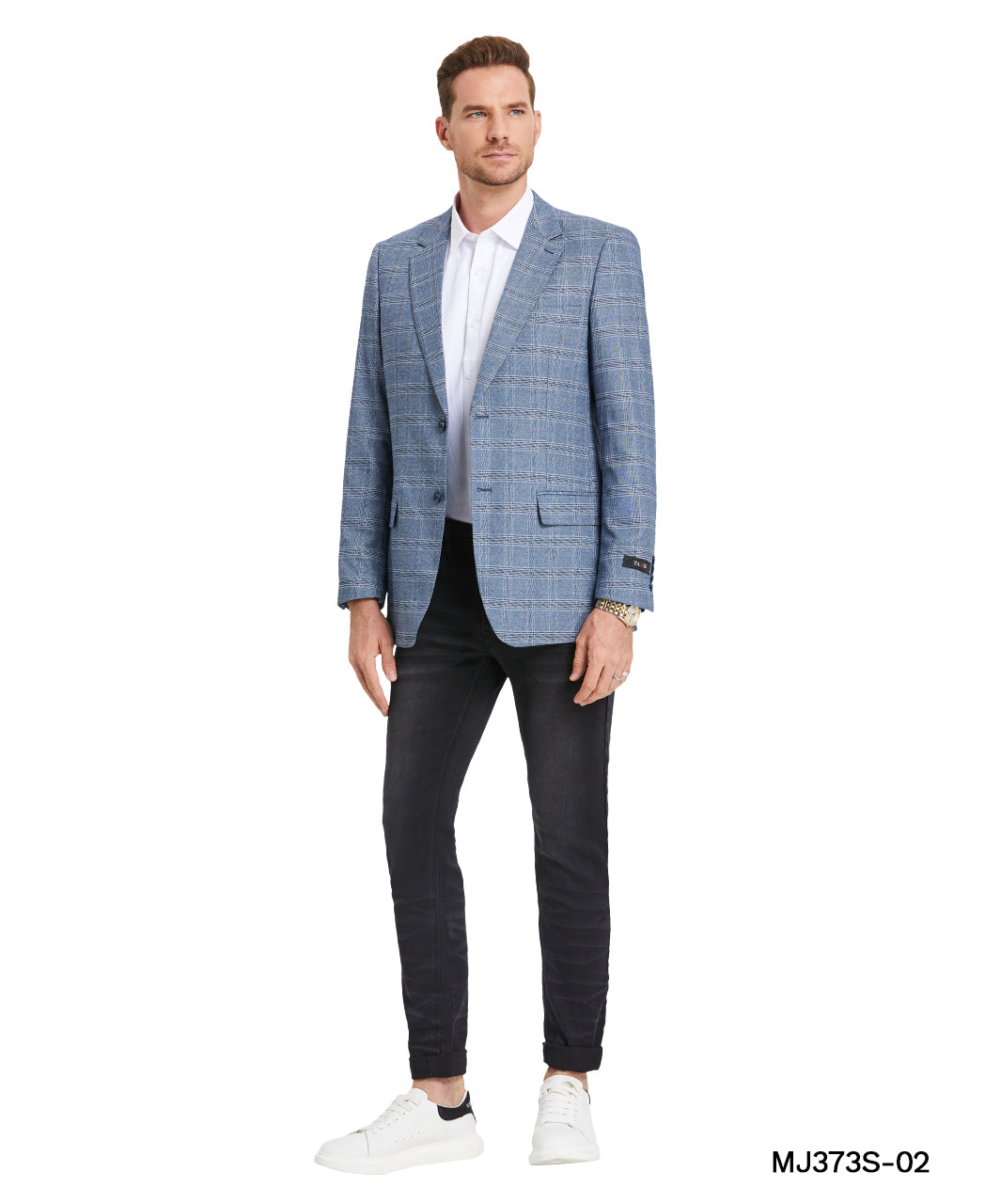 Men’s Plaid Slim-Fit Blazer with Notch Lapel – Modern Elegance &amp; Comfort | D&K Menswear