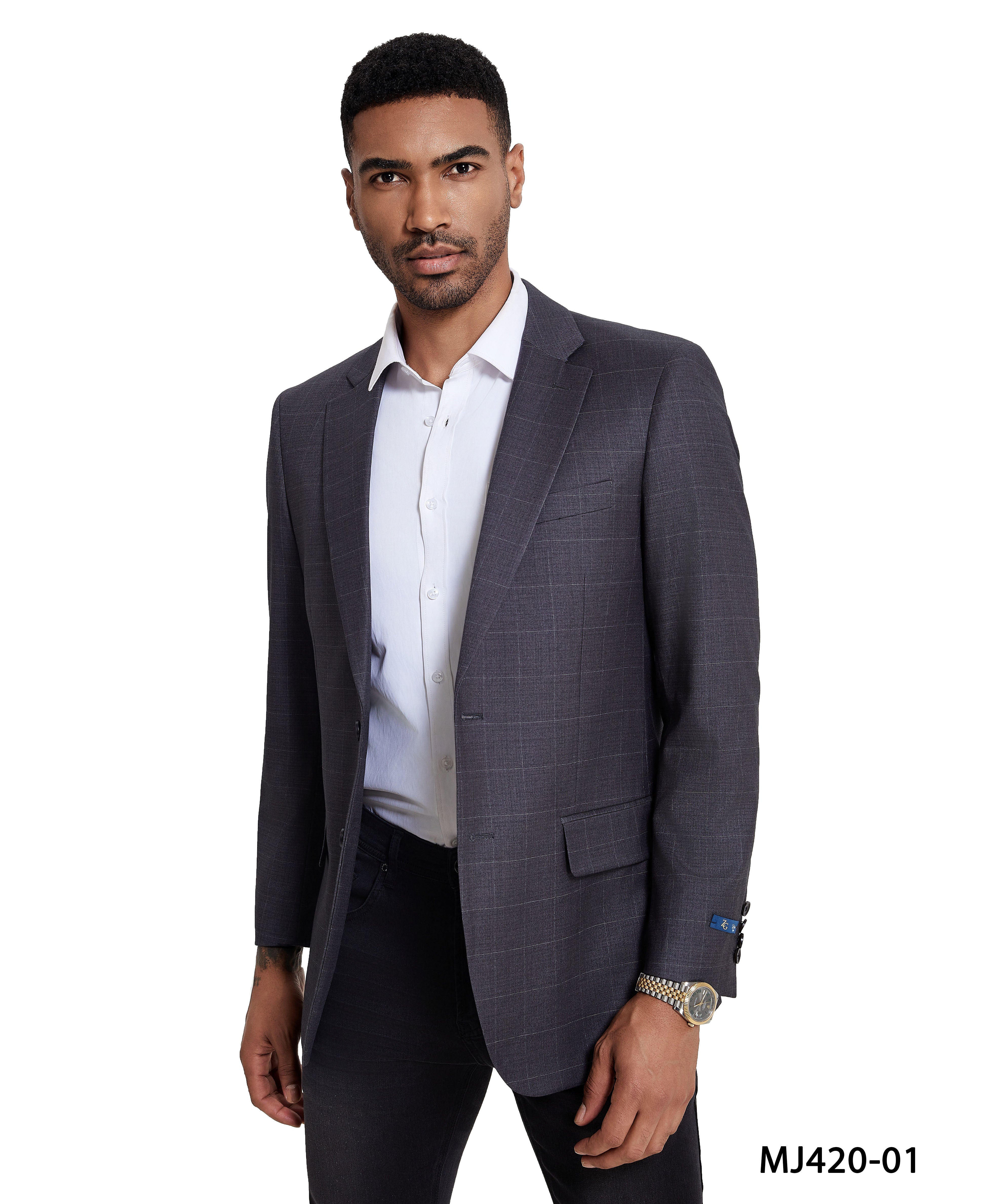 Men's Modern Fit Windowpane Sport Coat w/ Notch Lapel