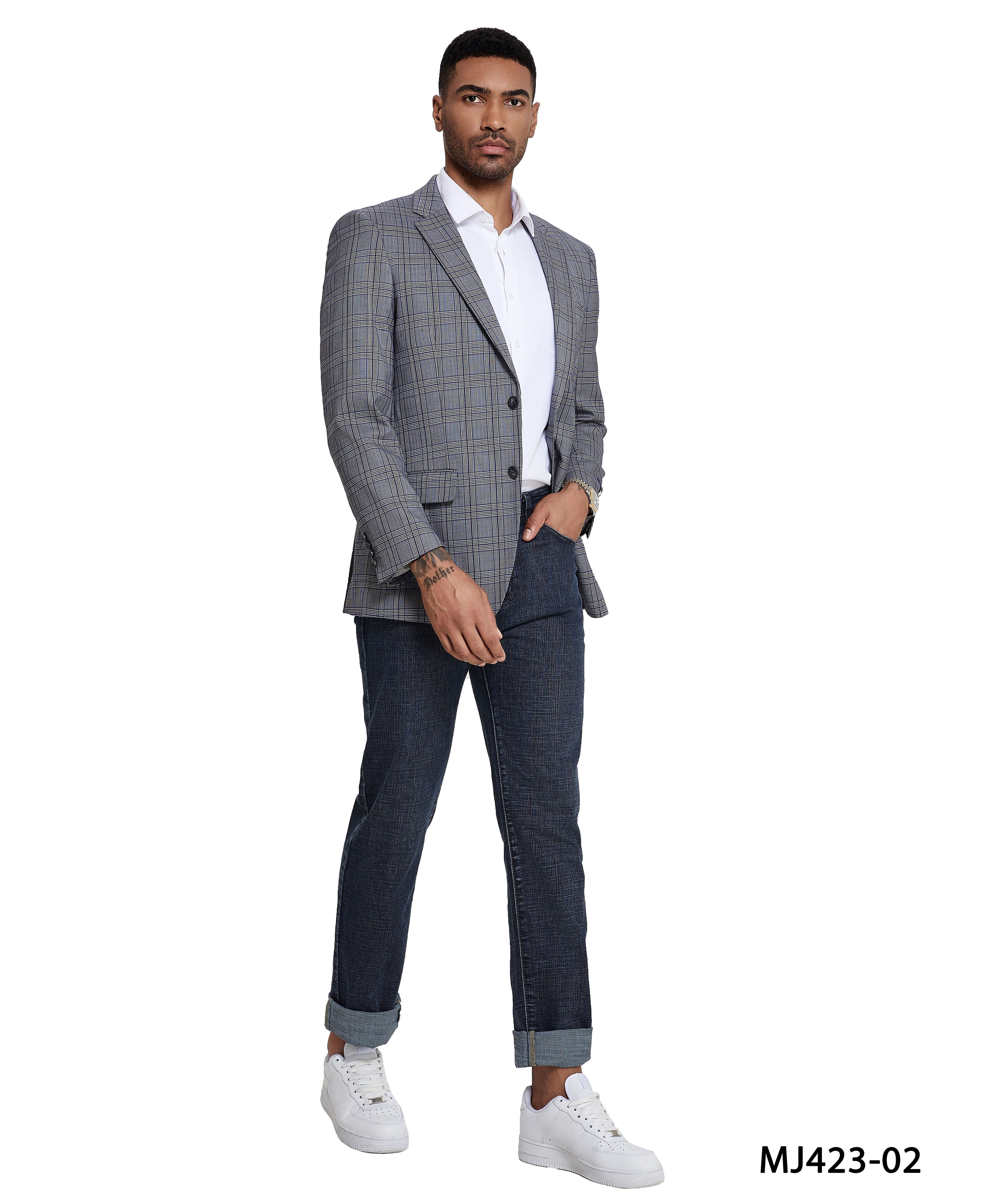 Men’s Modern Fit Windowpane Sport Coat with Notch Lapel – A Blend of Classic &amp; Contemporary Style | D&K Menswear