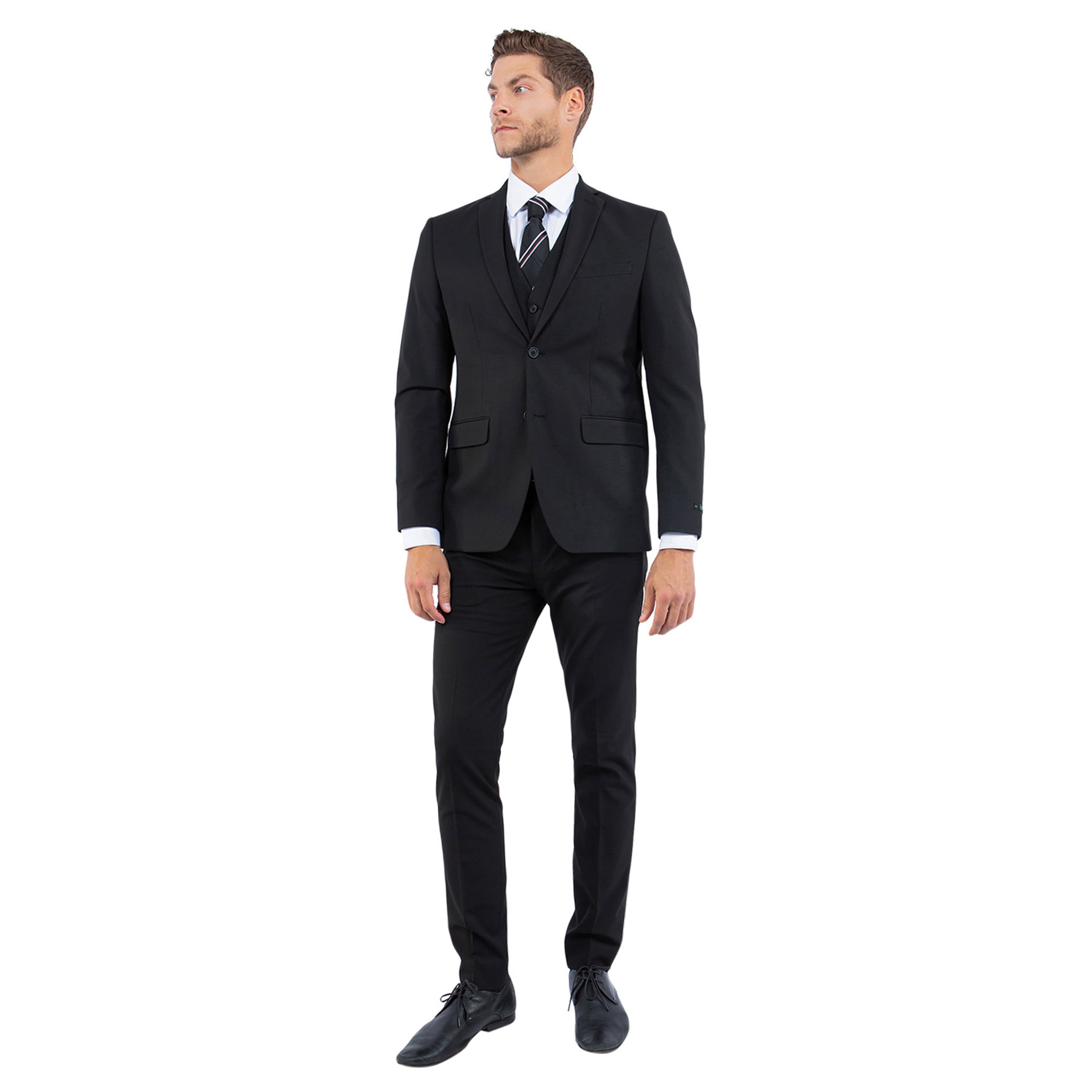 Men’s 3-Piece Suit, 4-Way Stretch Suit, Slim-Fit Suit, Wedding Suit, Business Attire, D&K Menswear Collection