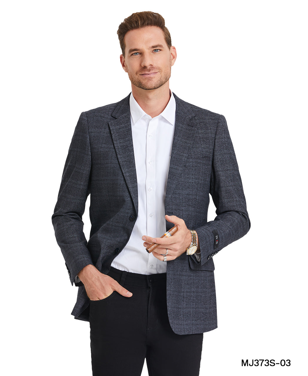 Men’s Blazer, Slim-Fit Blazer, Plaid Blazer, Notch Lapel Jacket, Business & Formal Wear, D&K Menswear Collection