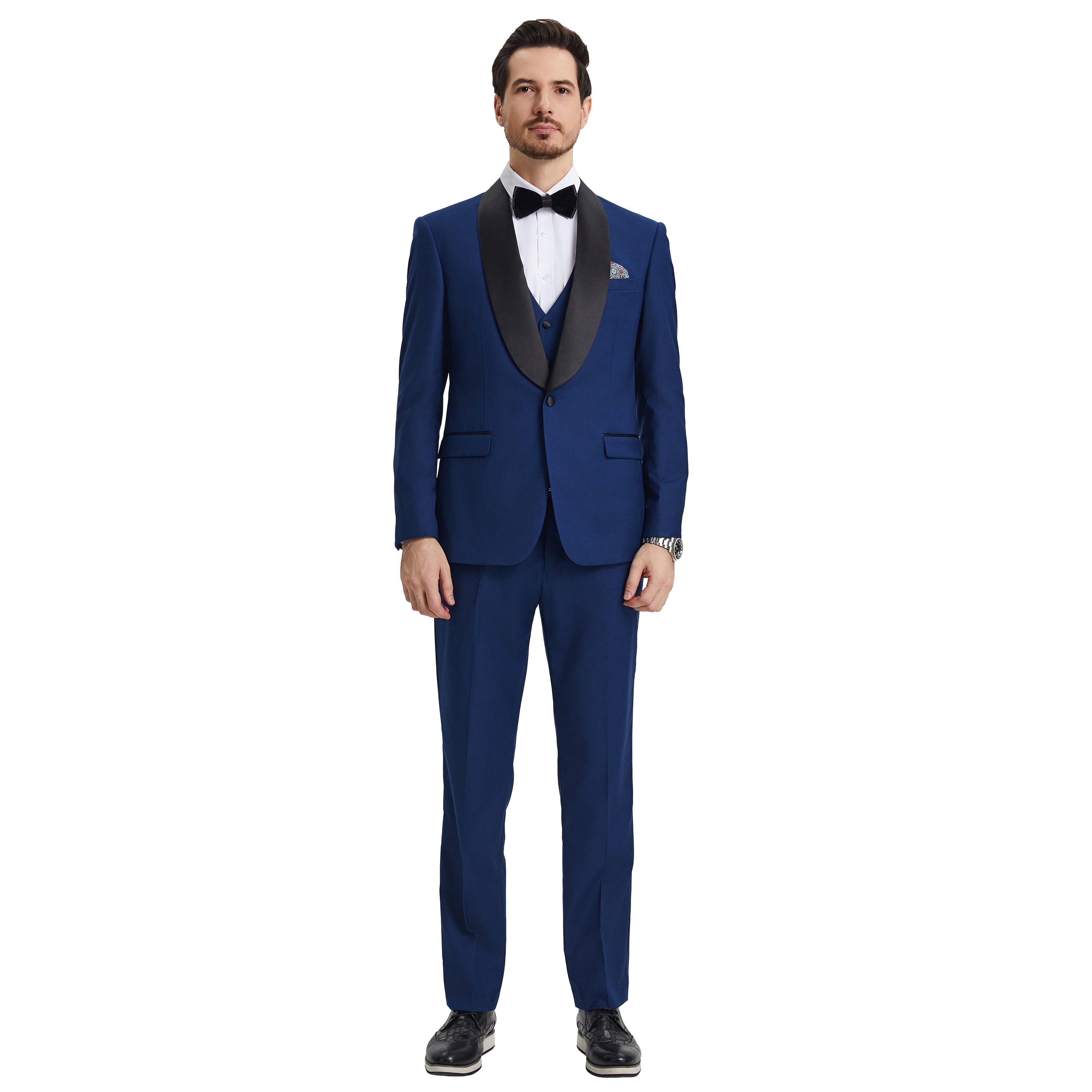 Men’s Tuxedo, Stacy Adams Suit, Hybrid Fit Tuxedo, Black-Tie Attire, Formalwear, Wedding Suit, D&K Menswear Collection