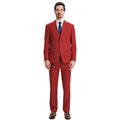Men’s Suit, Stacy Adams 3-Piece Suit, Hybrid-Fit Suit, Notch Lapel Suit, Brick Red Suit, Formalwear, Business Attire, Wedding Suit, D&K Menswear Collection