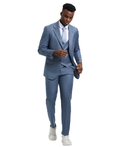Men’s Suit, Stacy Adams Hybrid-Fit Suit, Textured Suit, Frost Blue Suit, Notch Lapel Suit, Business Attire, Formalwear, Wedding Suit, Special Occasion Suit, D&K Menswear Collection