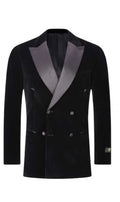 Men’s Velvet Double-Breasted Jacket with Peak Lapel – Elegant & Timeless Style | D&K Menswear