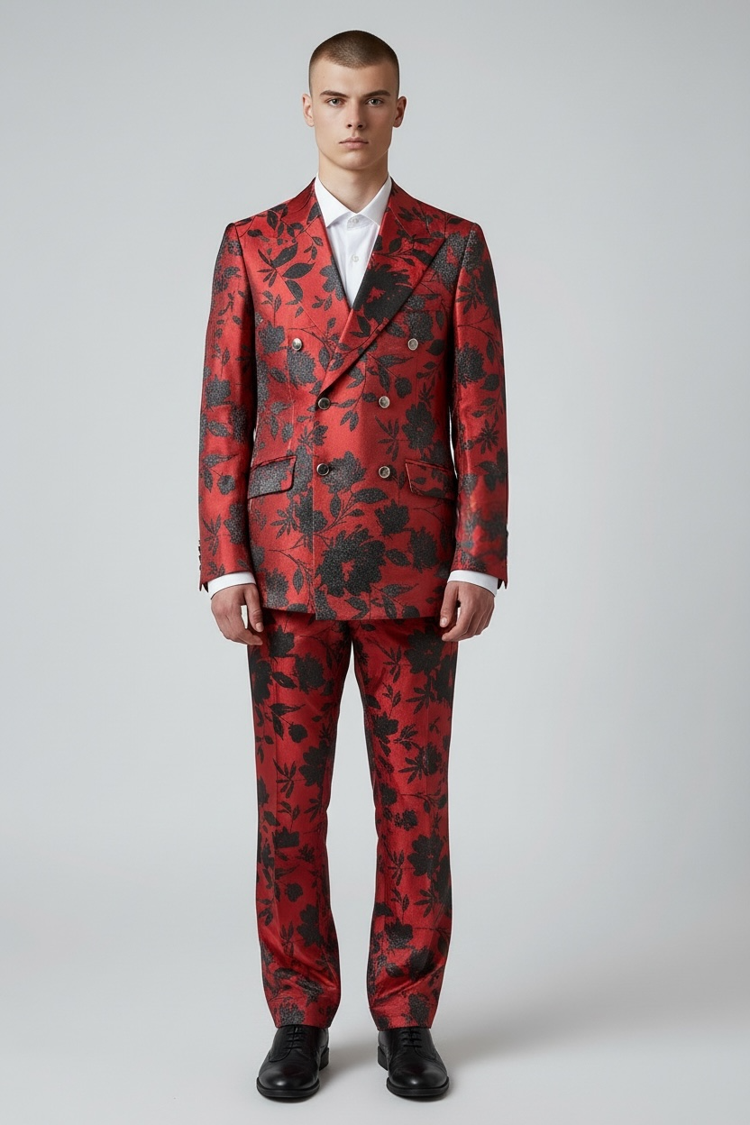 Floral DB suit with Flare Pants