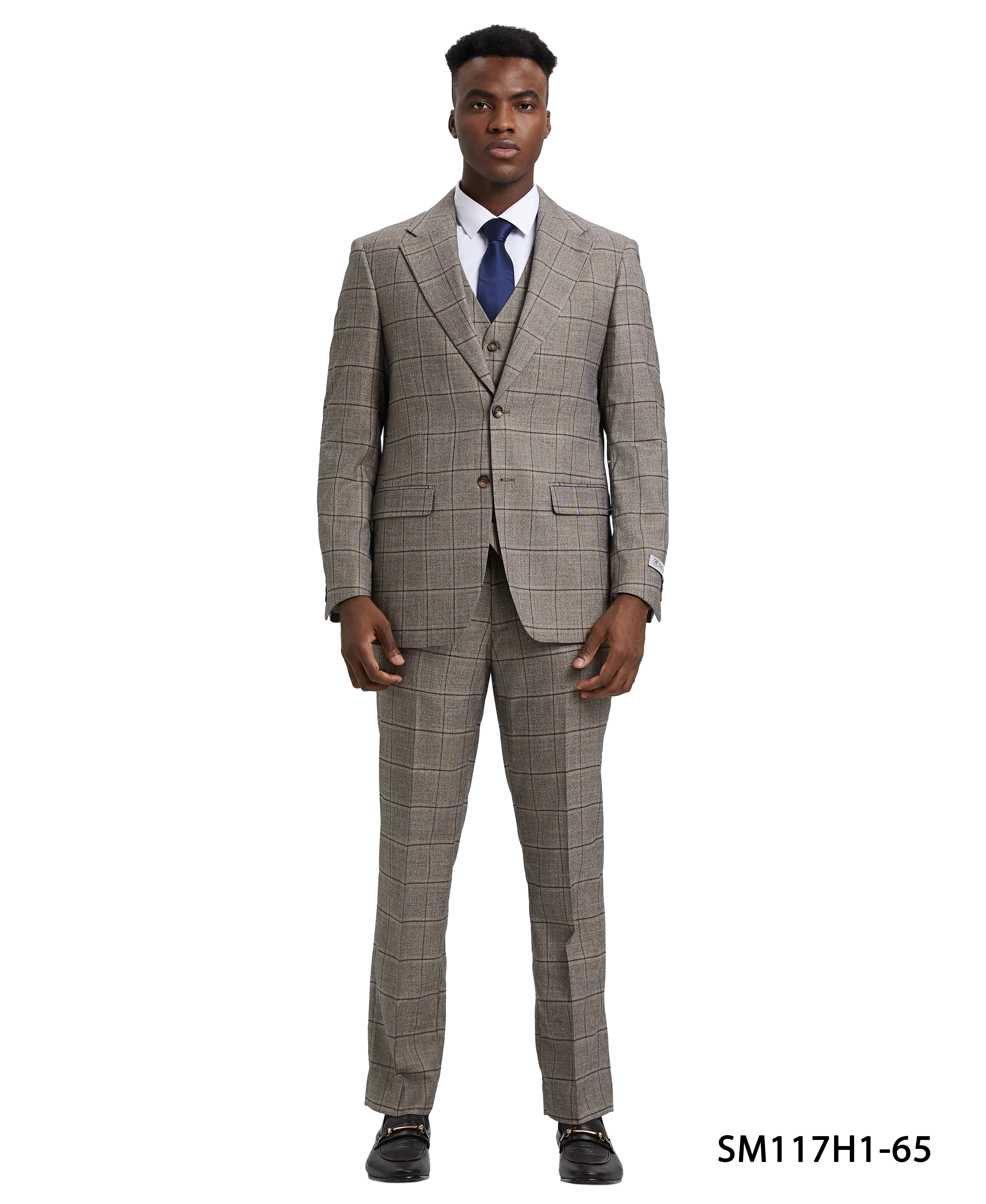 Stacy Adams Hybrid-Fit Vested Suit, Grey Windowpane