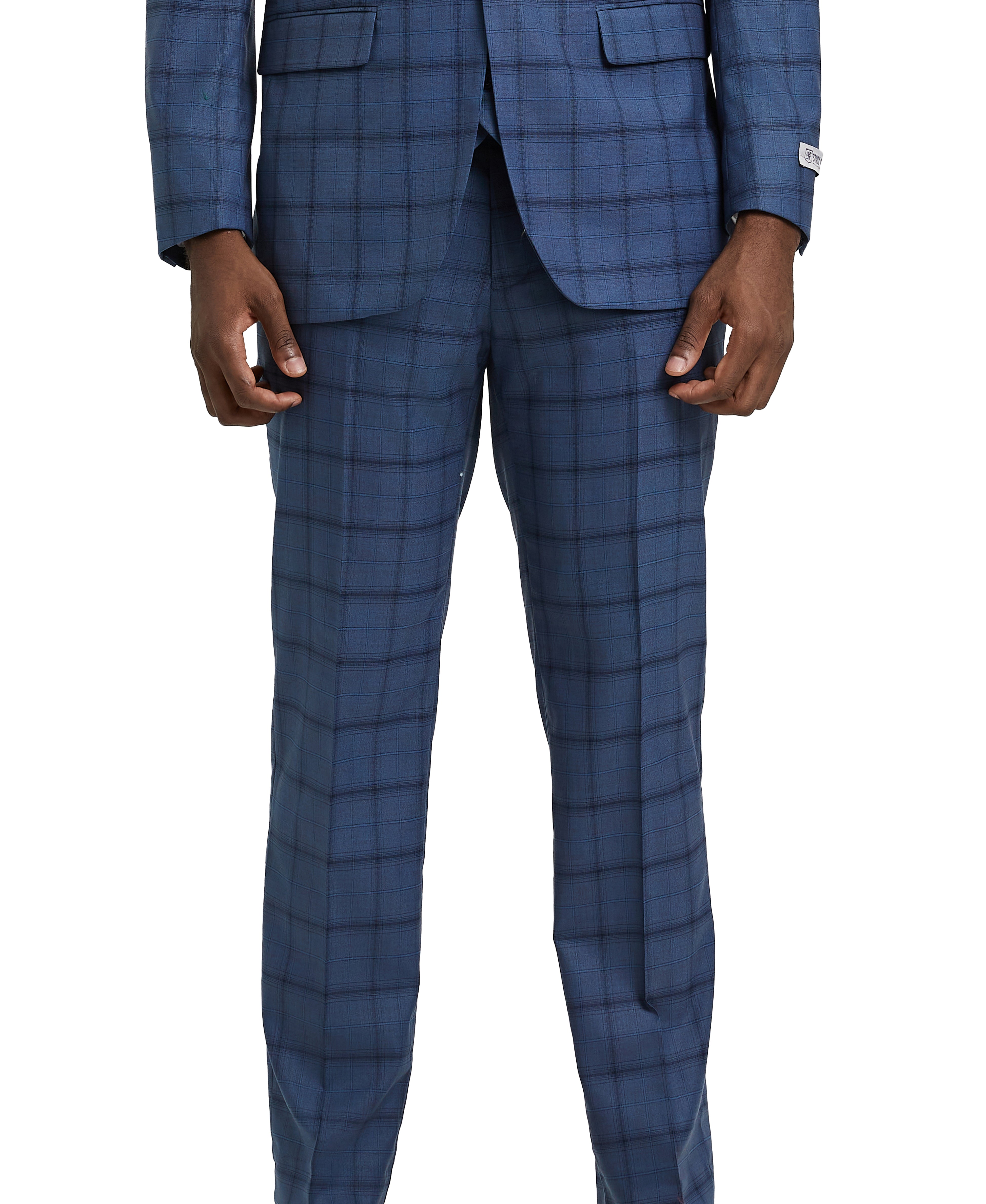 Stacy Adams Hybrid Fit Vested Suit, Windowpane Blue