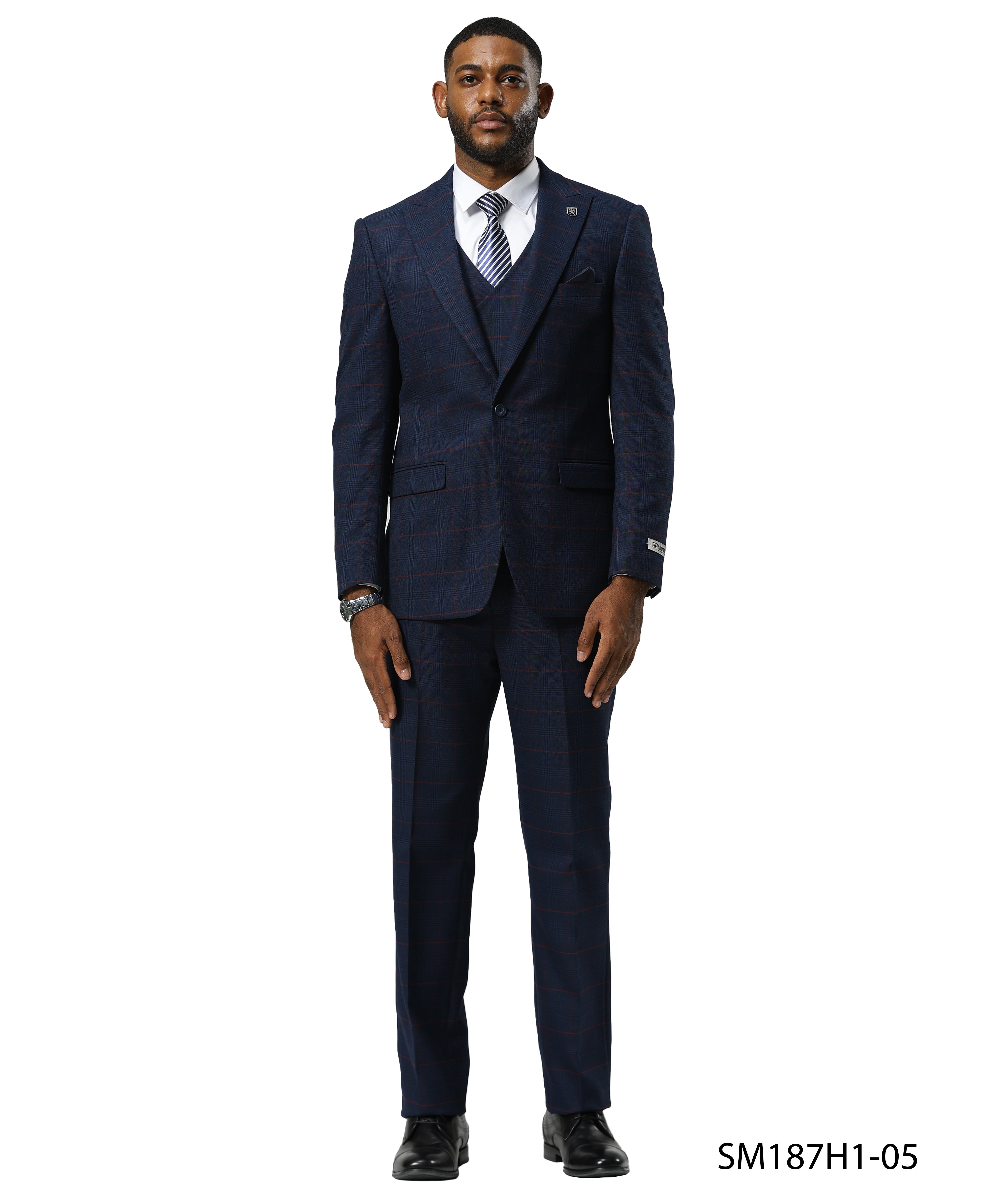 Mens Suit Windowpane by Stacy Adams