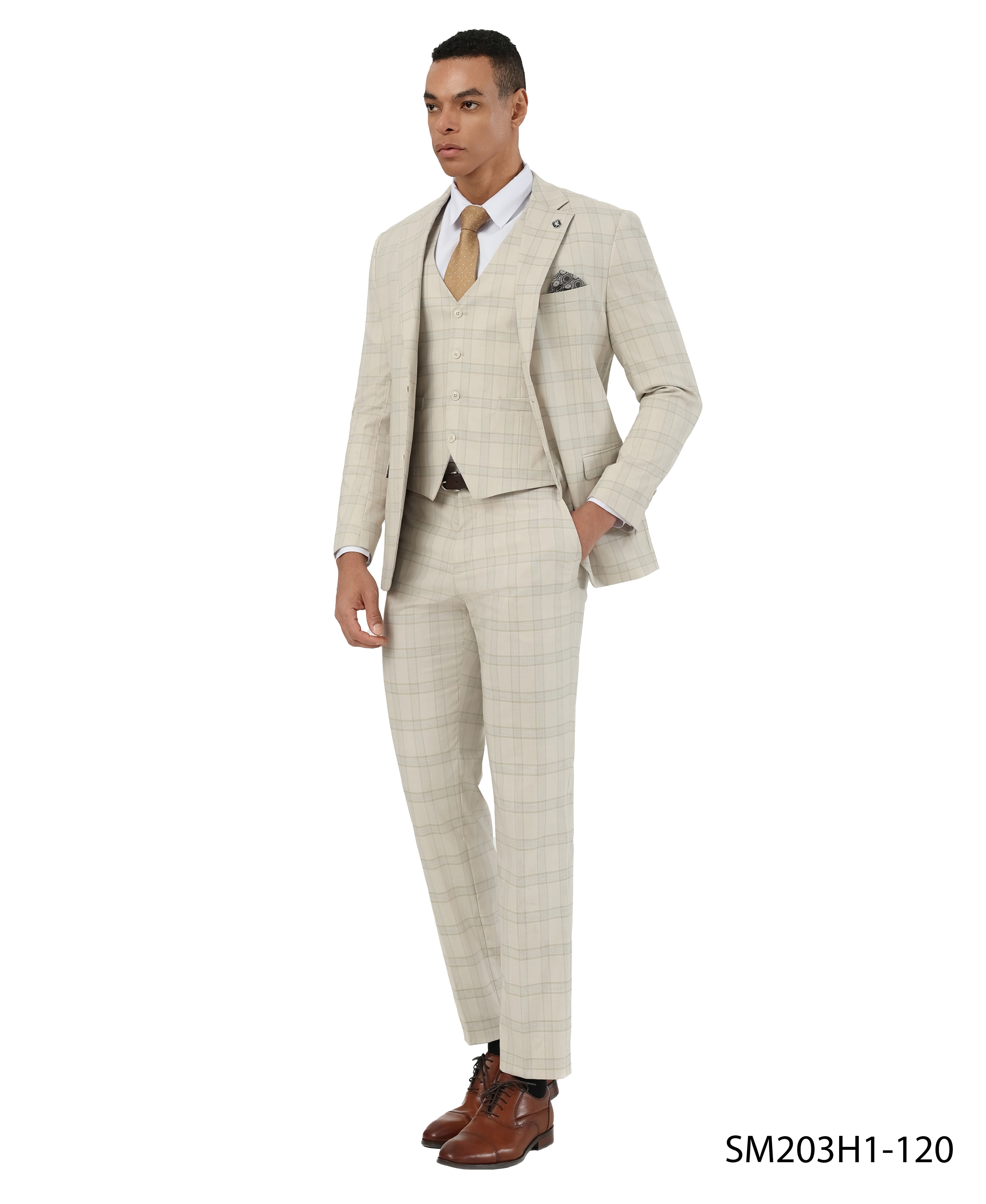 Mens-suit Plaid 3pc by Stacy Adams