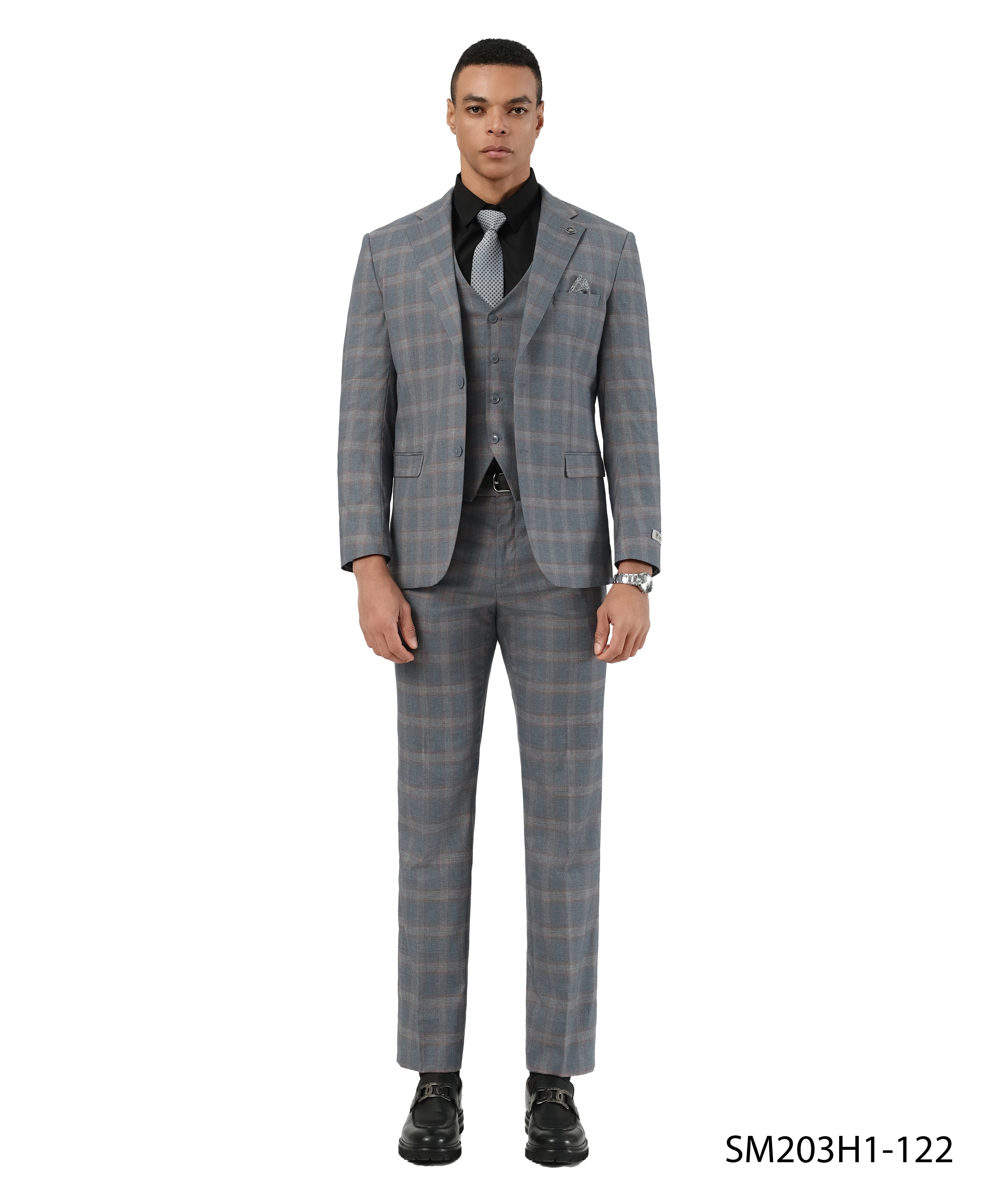 Mens-suit Plaid 3pc by Stacy Adams