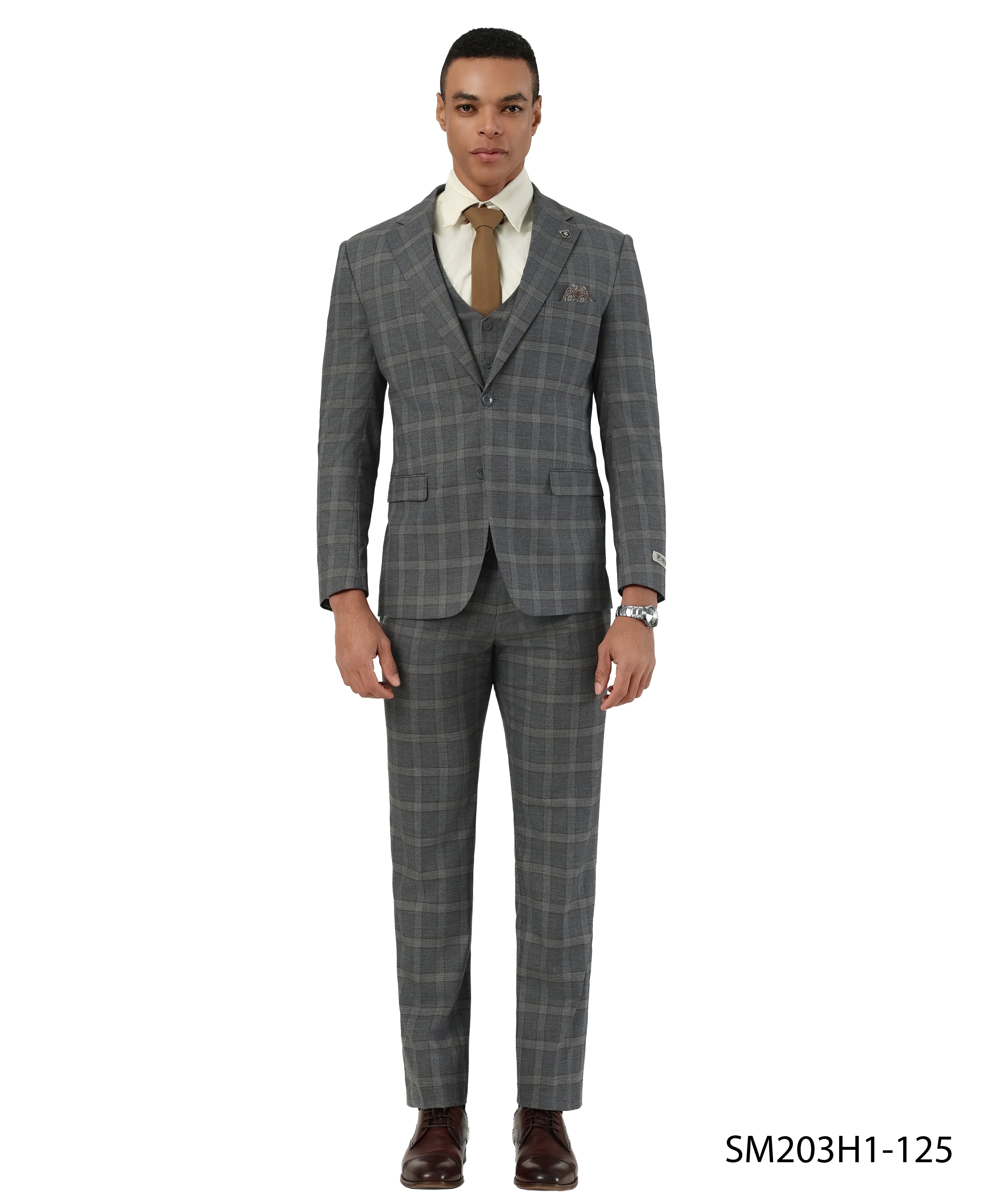 Mens-suit Plaid 3pc by Stacy Adams
