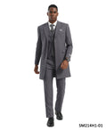 Men's Suit Grey Peak Lapel 3pc Hybrid Fit 3pc Windowpane Suits