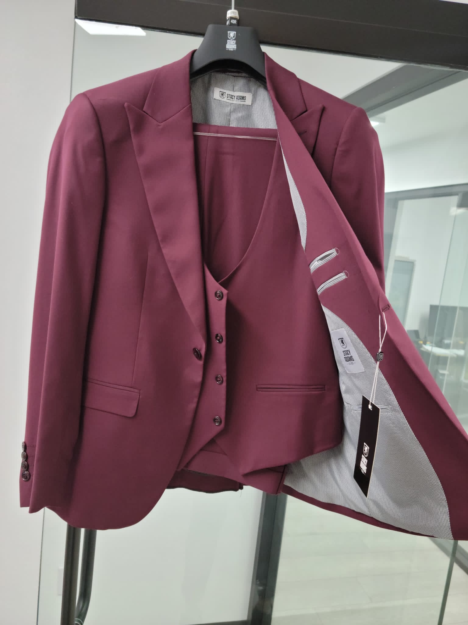 Men's Stacy Adams Hybrid-Fit 3pc Suit Set, Jacket Vest and Pants