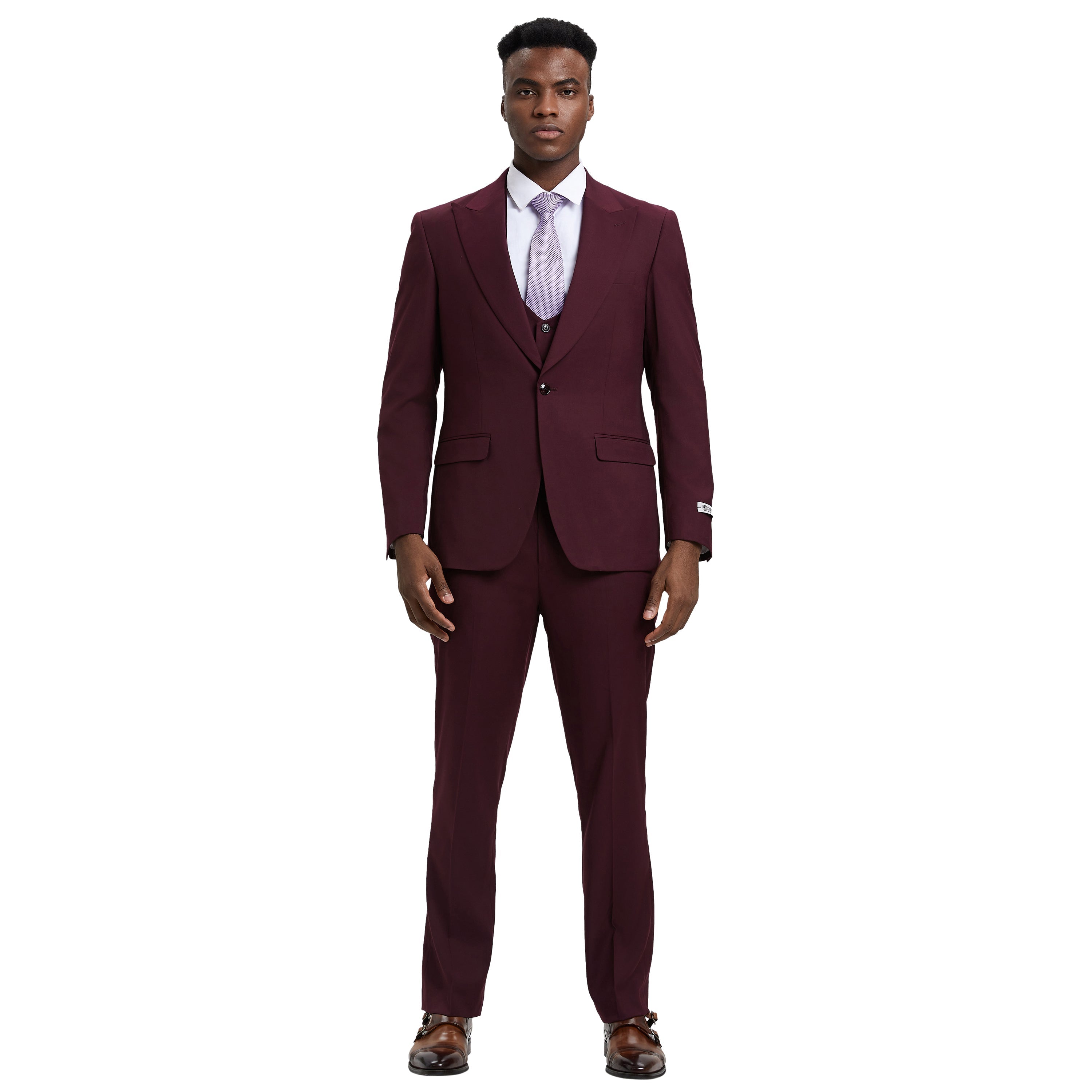 Men's Stacy Adams Hybrid-Fit 3pc Suit Set, Jacket Vest and Pants