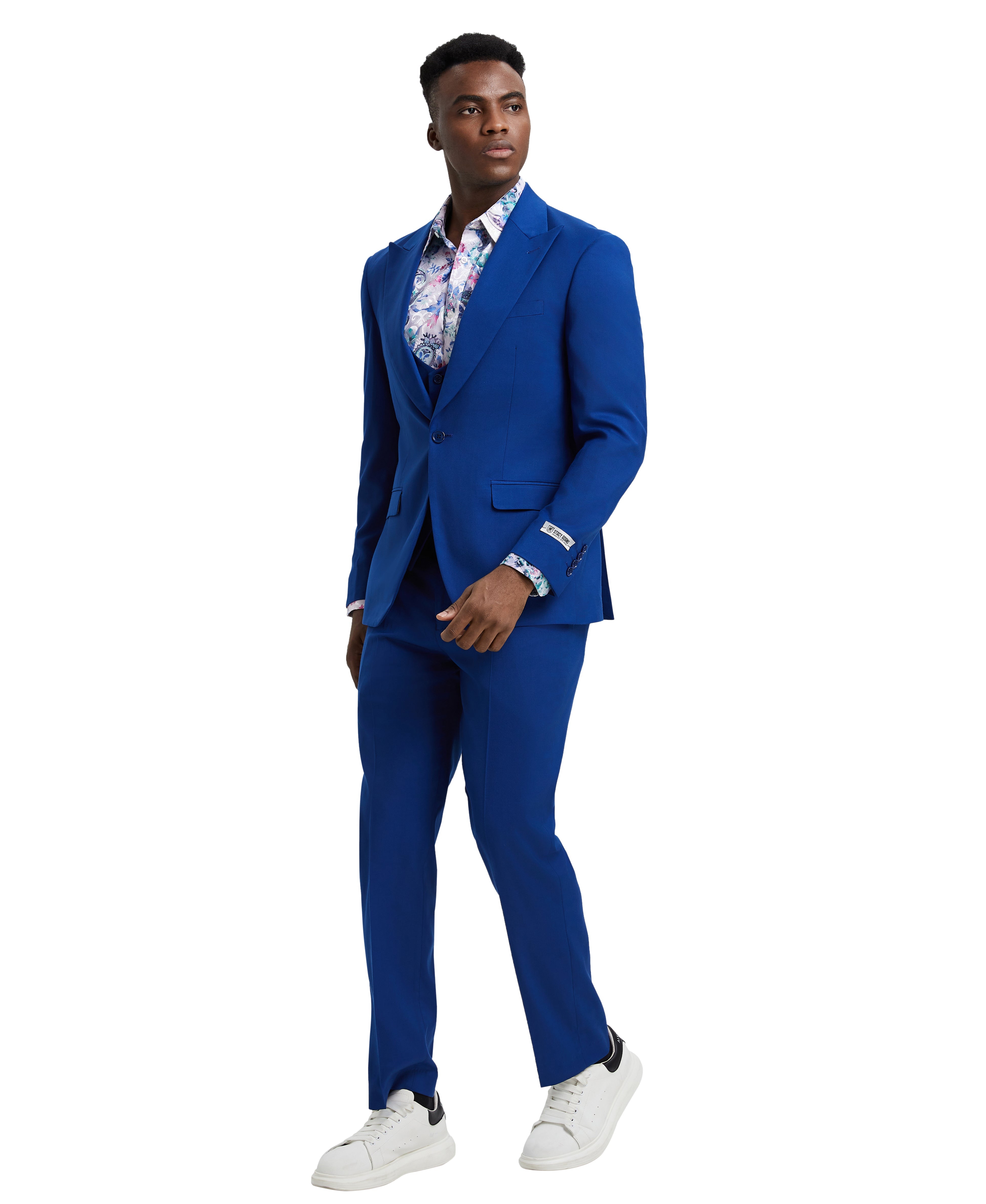 Men’s Stacy Adams Hybrid-Fit 3-Piece U-Shaped Vested Suit – Cobalt Blue | D&K Menswear