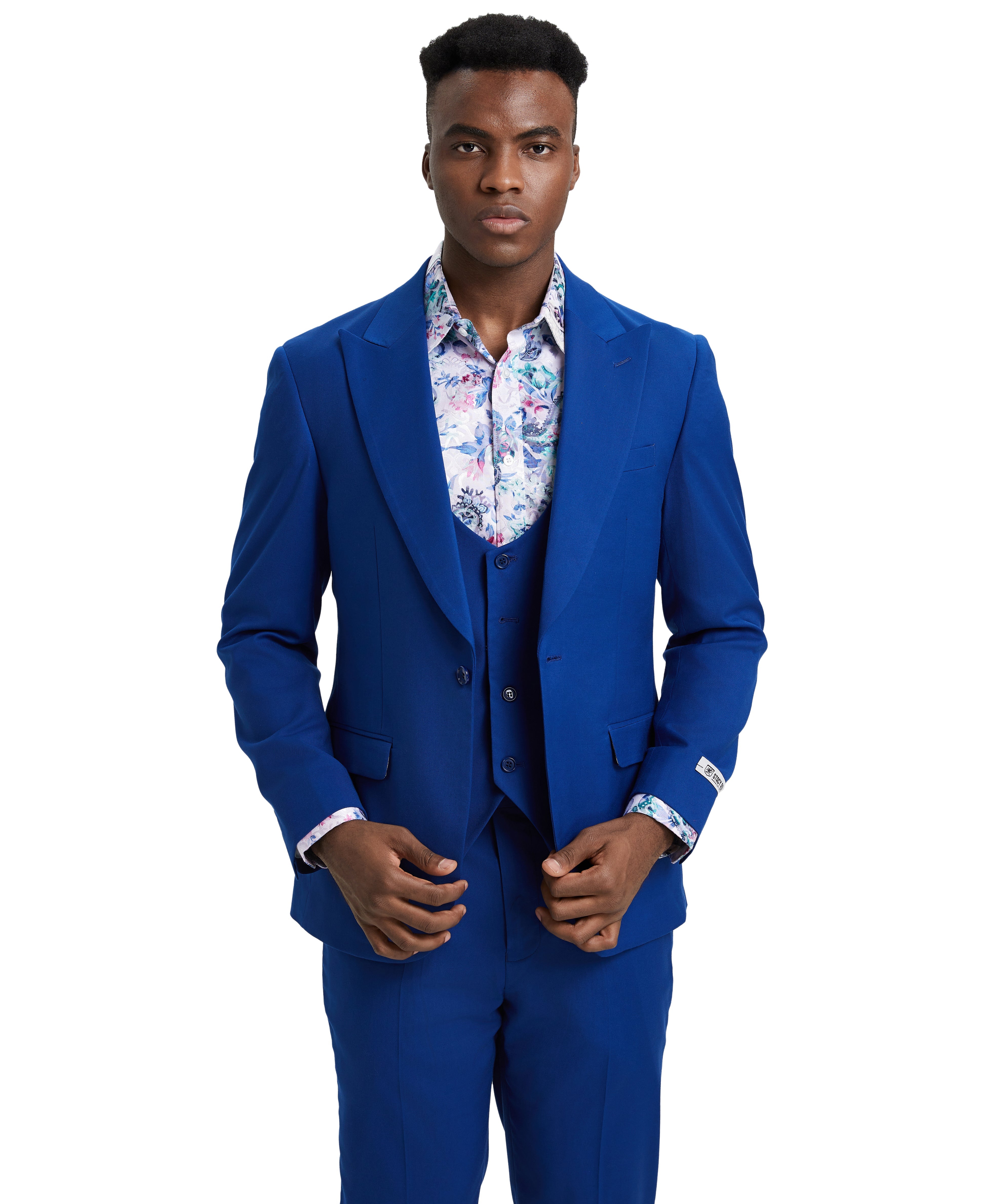 Men’s Stacy Adams Hybrid-Fit 3-Piece U-Shaped Vested Suit – Cobalt Blue | D&K Menswear