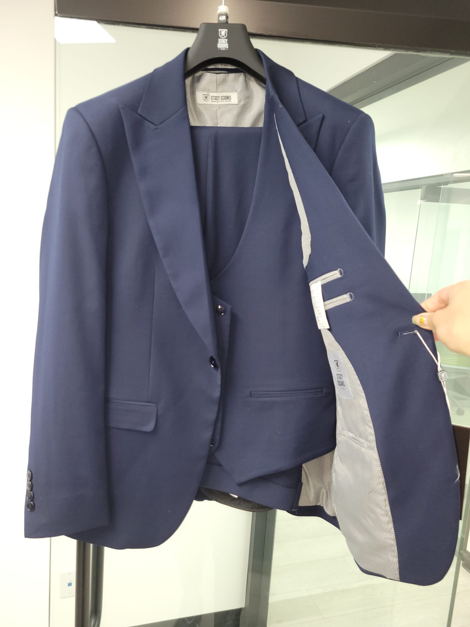 Men's Stacy Adams Hybrid-Fit 3pc Suit Set, Jacket Vest and Pants