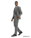 Men's Suit Tweed Light Grey Notch Lapel 3pc Hybrid Fit 3pc Tweed Suits