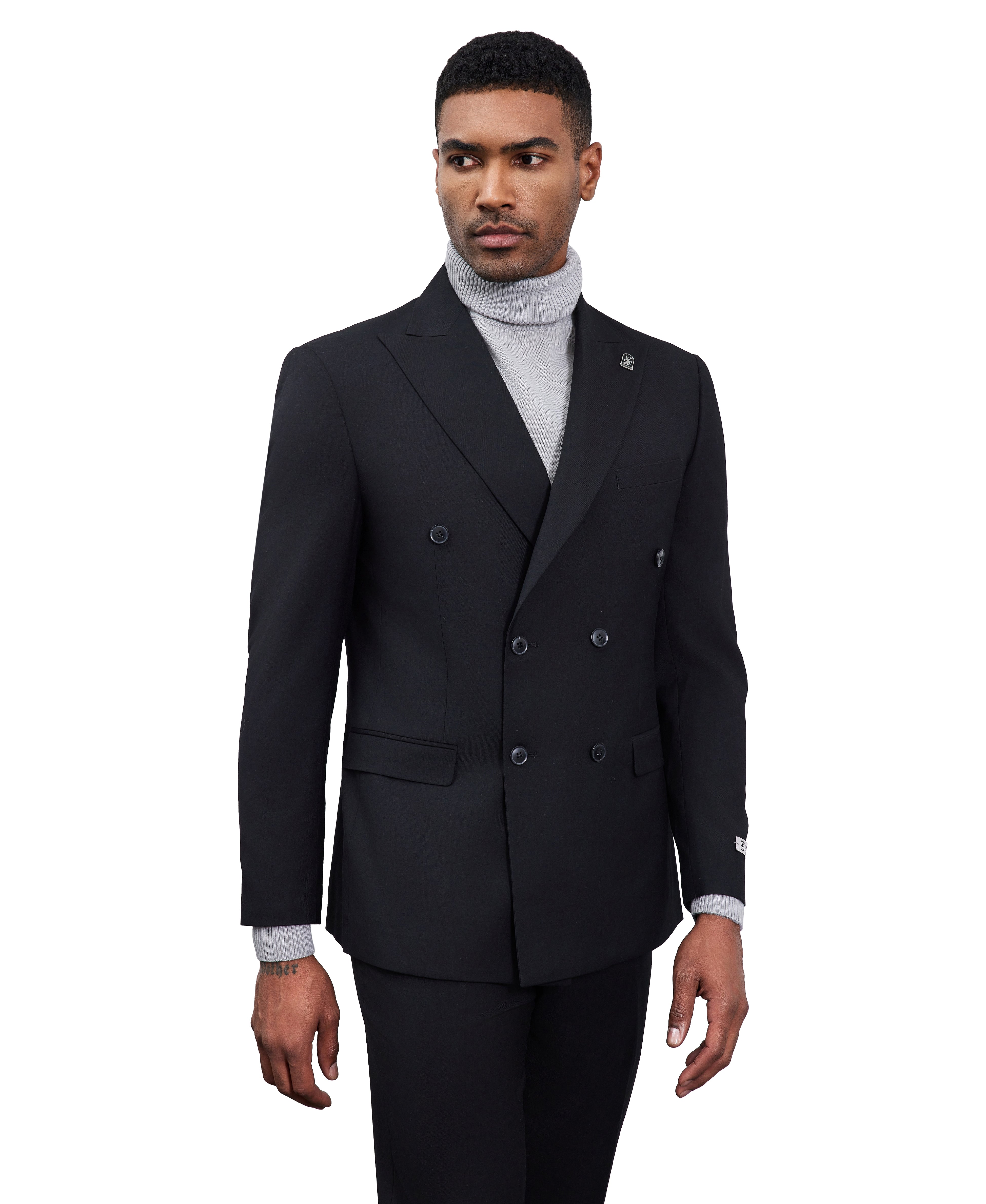 Men’s Stacy Adams Double-Breasted Suit – Black | D&K Menswear