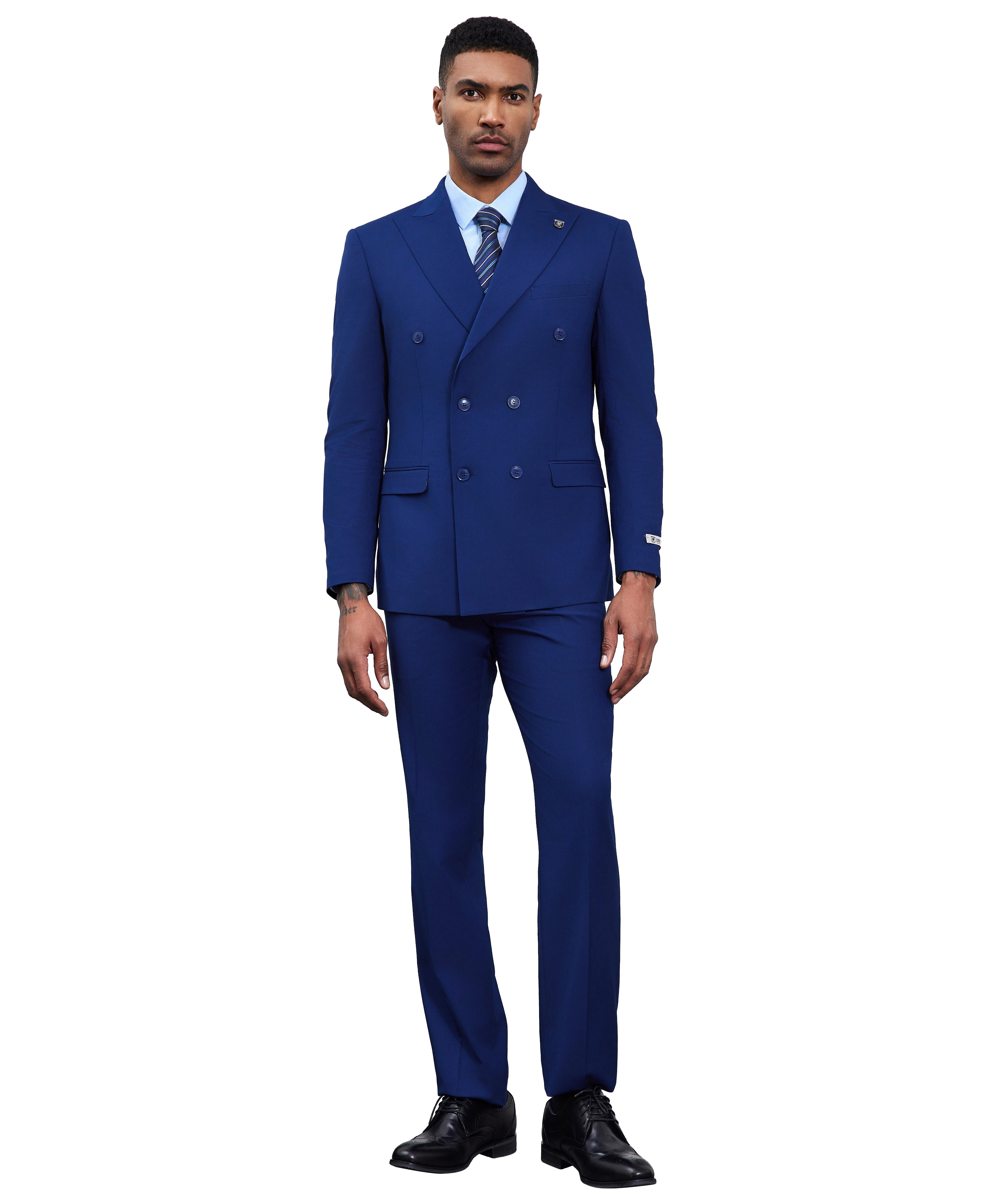 Men’s Stacy Adams Double-Breasted Suit – Blue | D&K Menswear