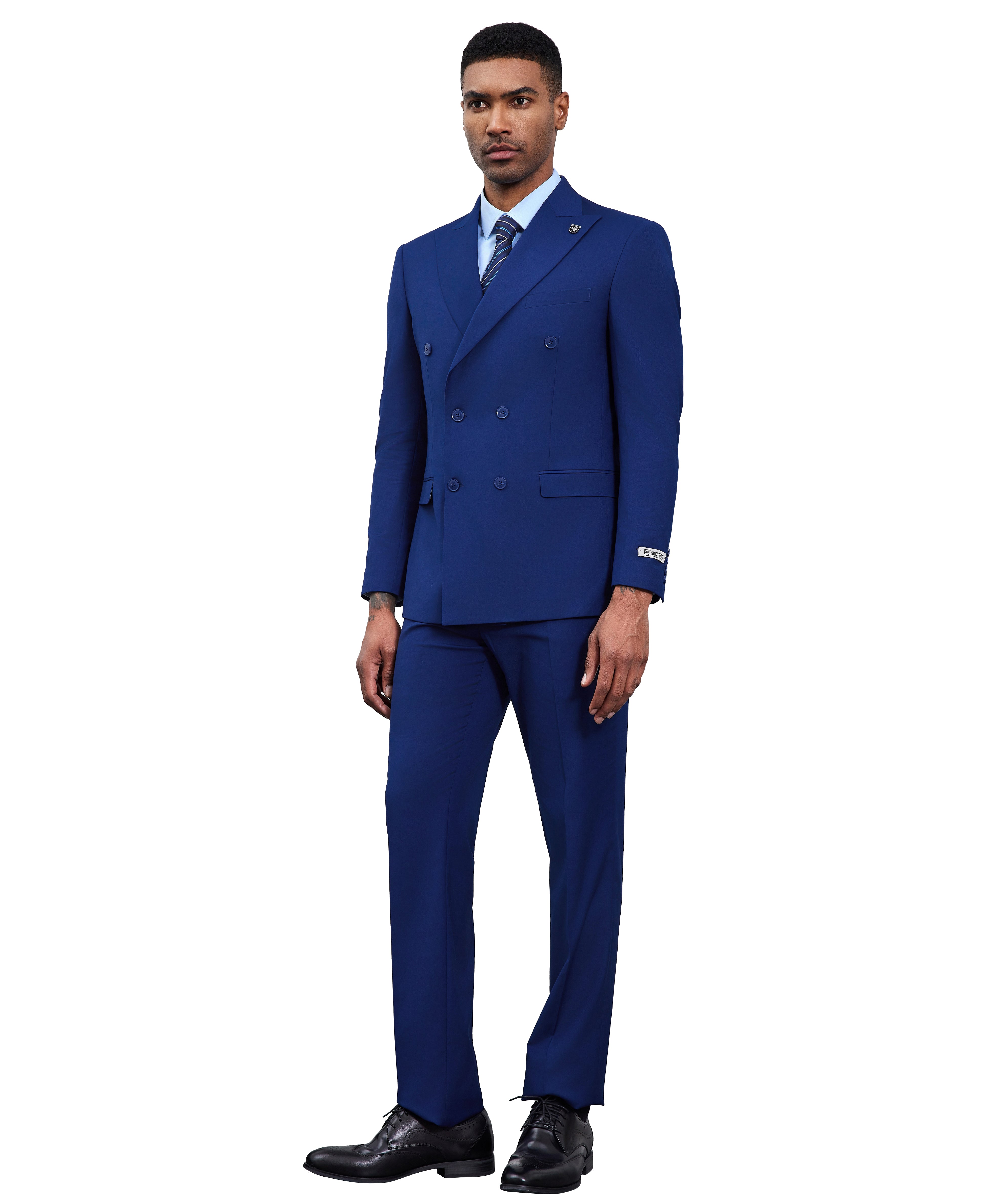 Men’s Stacy Adams Double-Breasted Suit – Blue | D&K Menswear