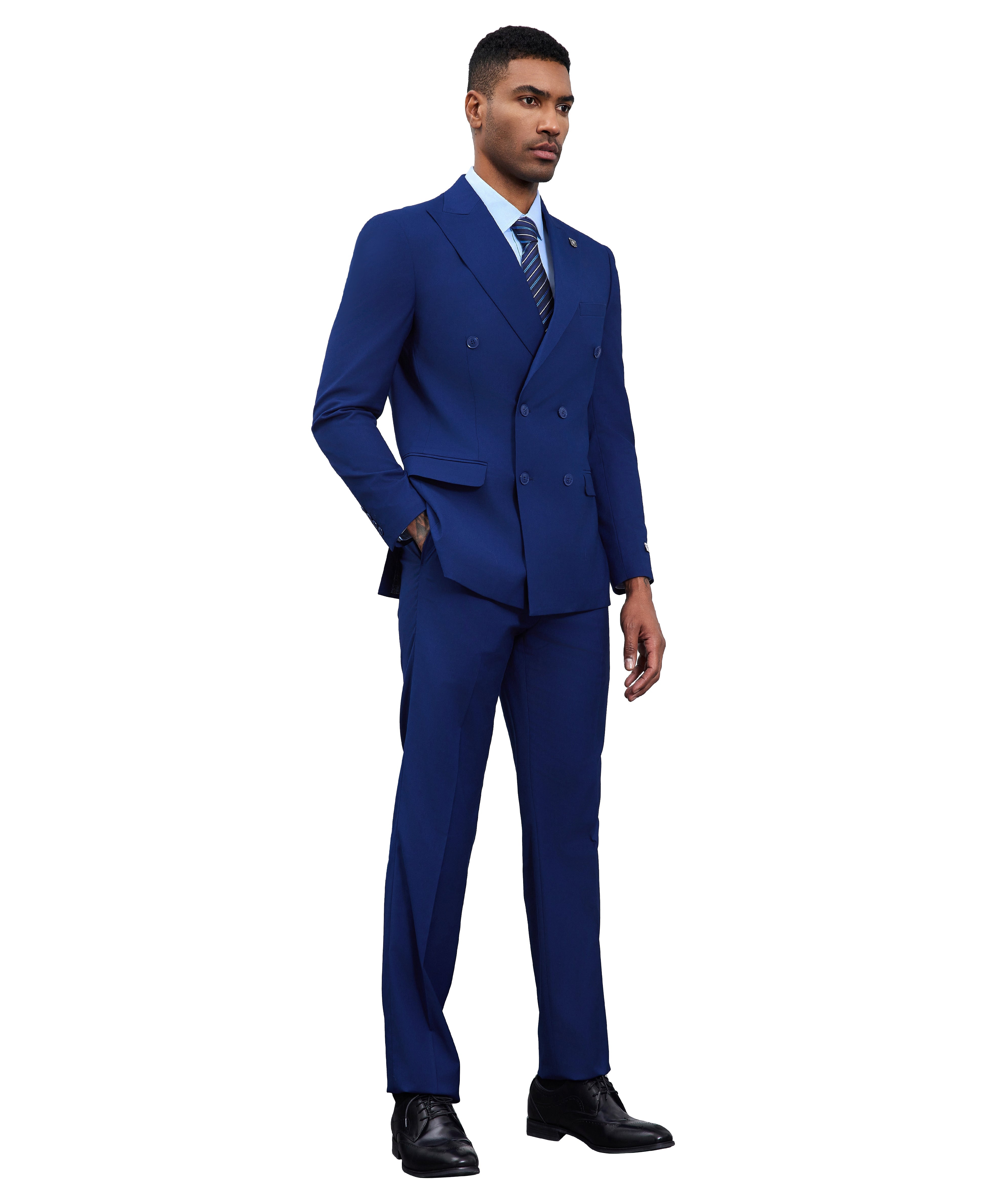 Men’s Stacy Adams Double-Breasted Suit – Blue | D&K Menswear