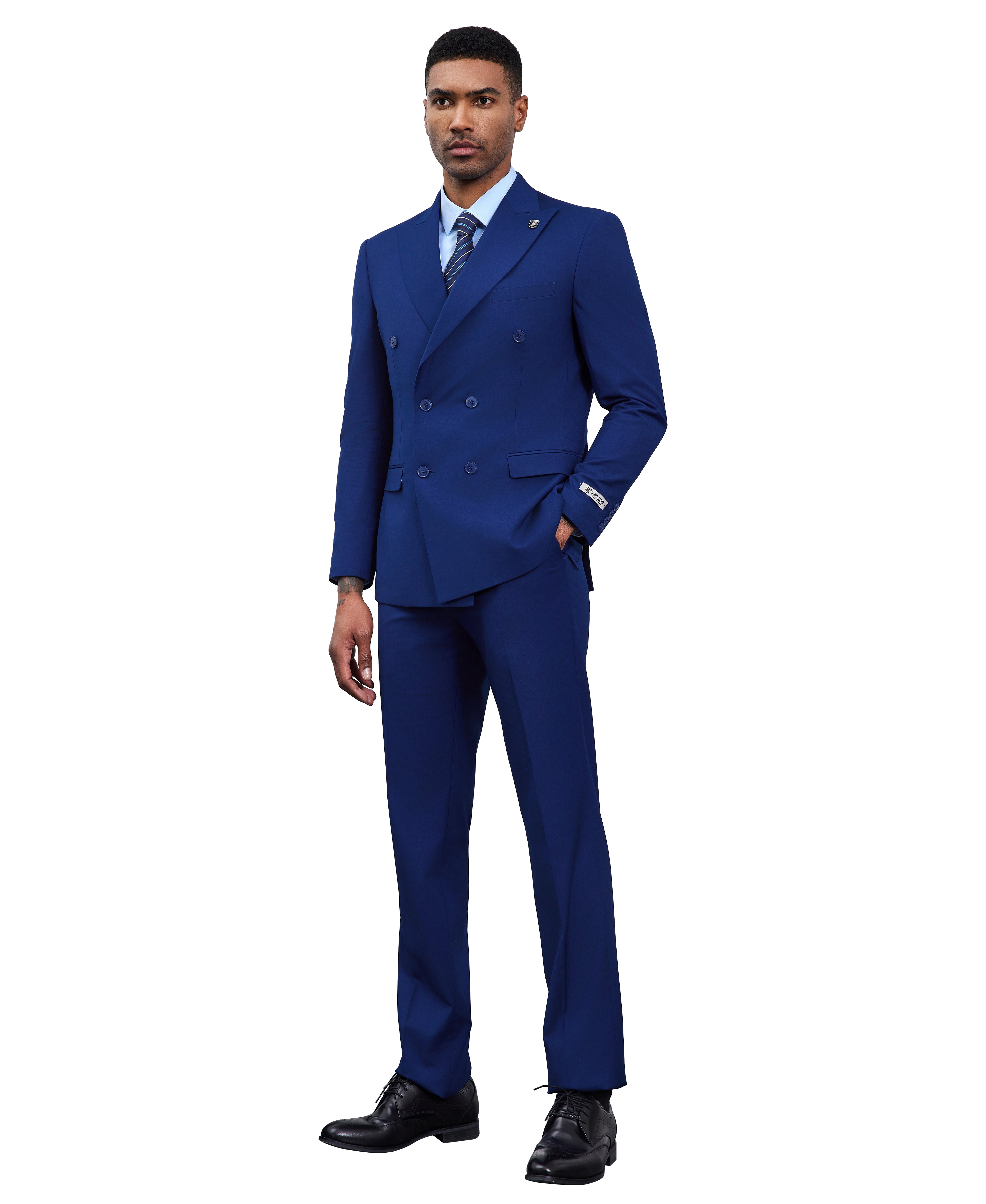 Men’s Stacy Adams Double-Breasted Suit – Blue | D&K Menswear