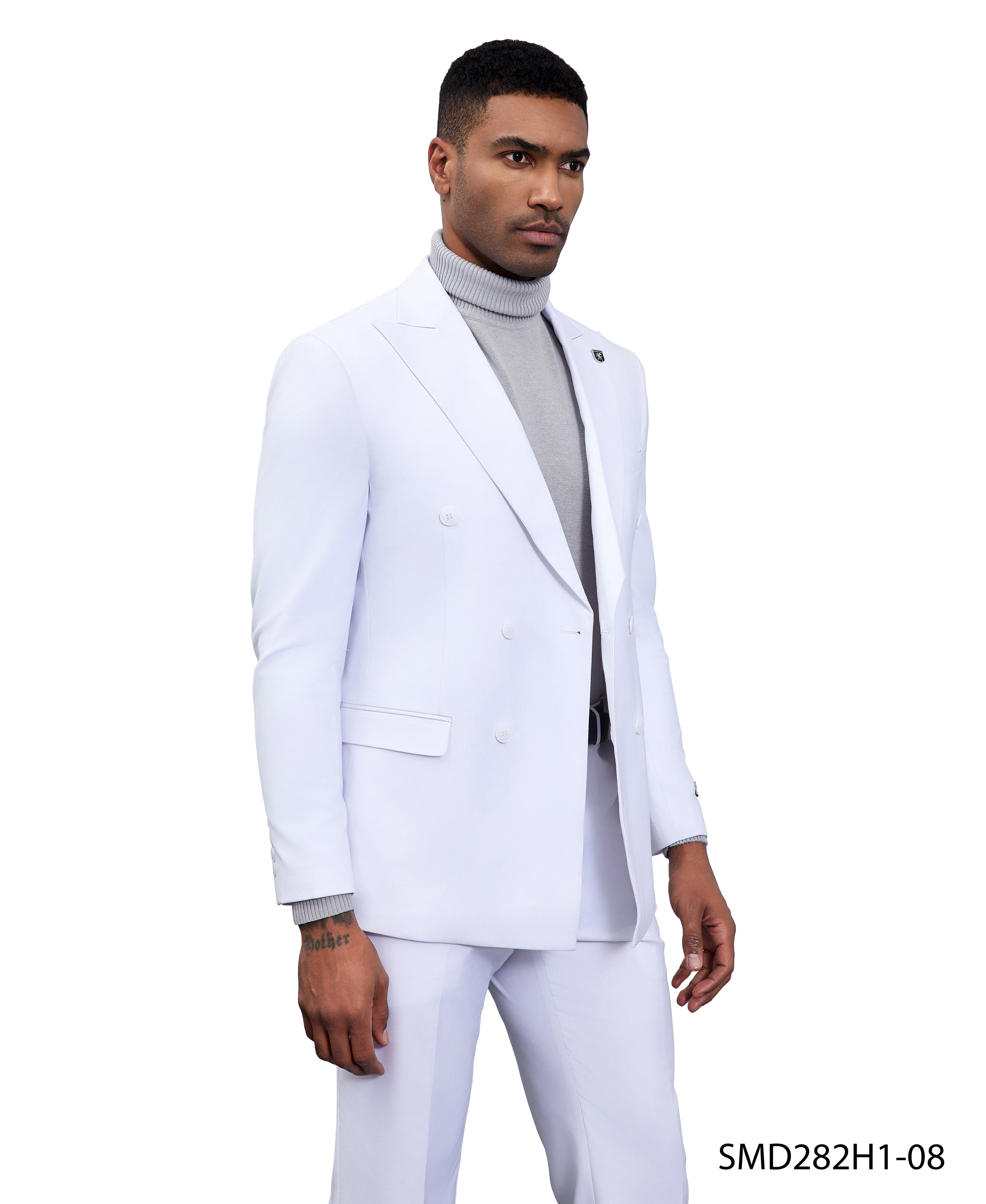 Men’s Stacy Adams Double-Breasted Suit – White | D&K Menswear