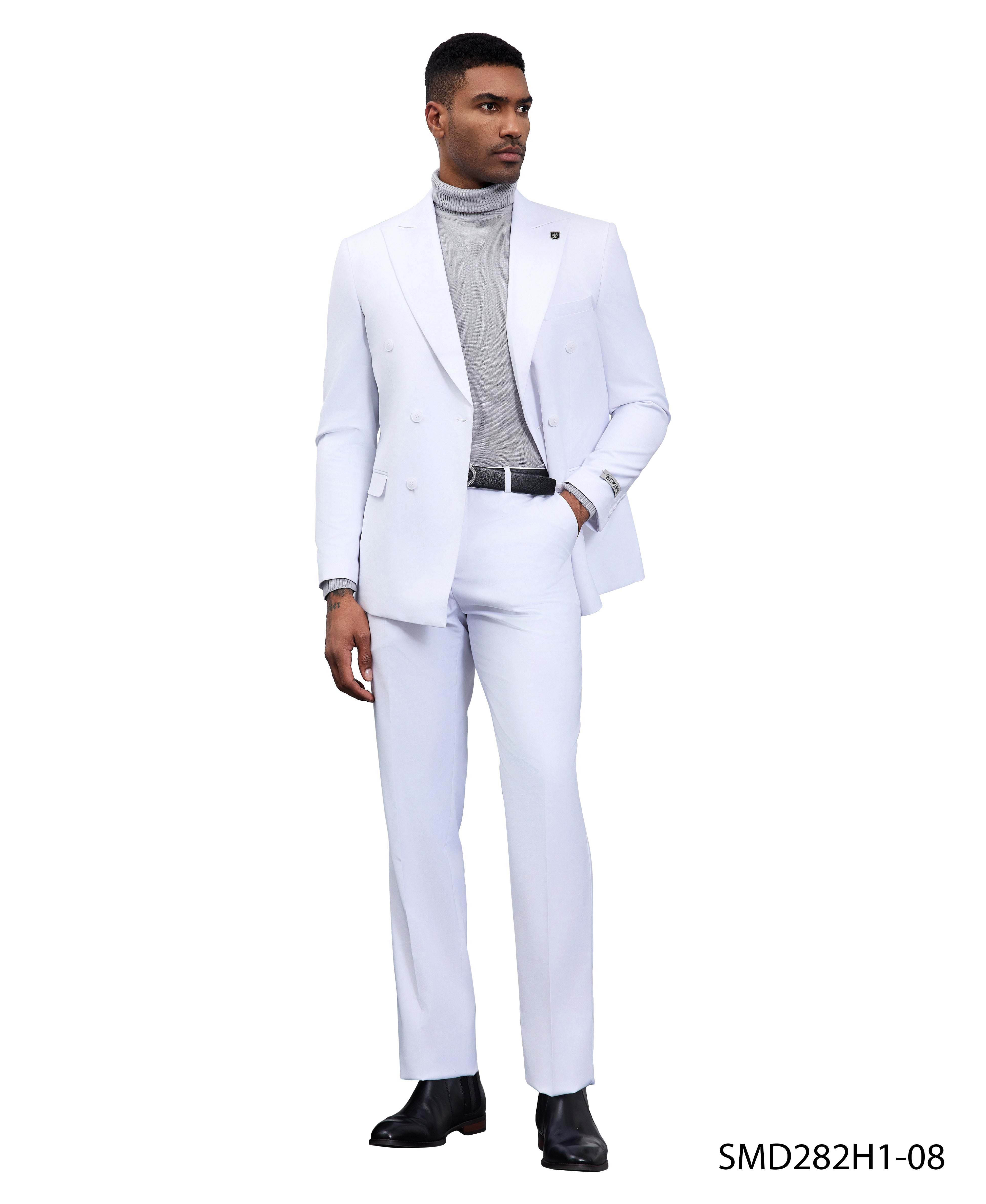 Men’s Stacy Adams Double-Breasted Suit – White | D&K Menswear