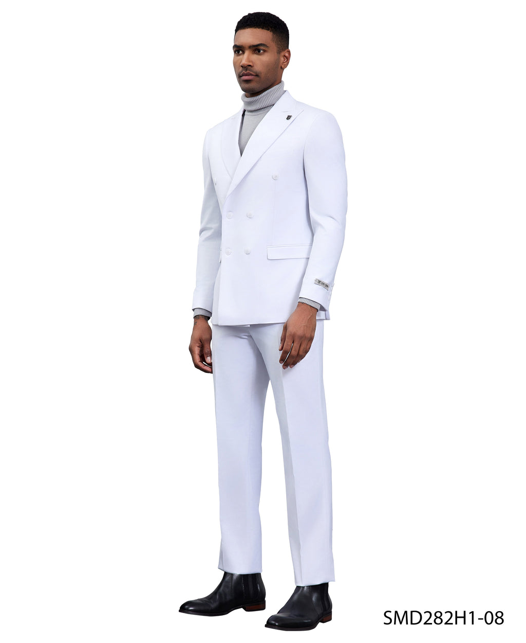 Men’s Stacy Adams Double-Breasted Suit – White | D&K Menswear